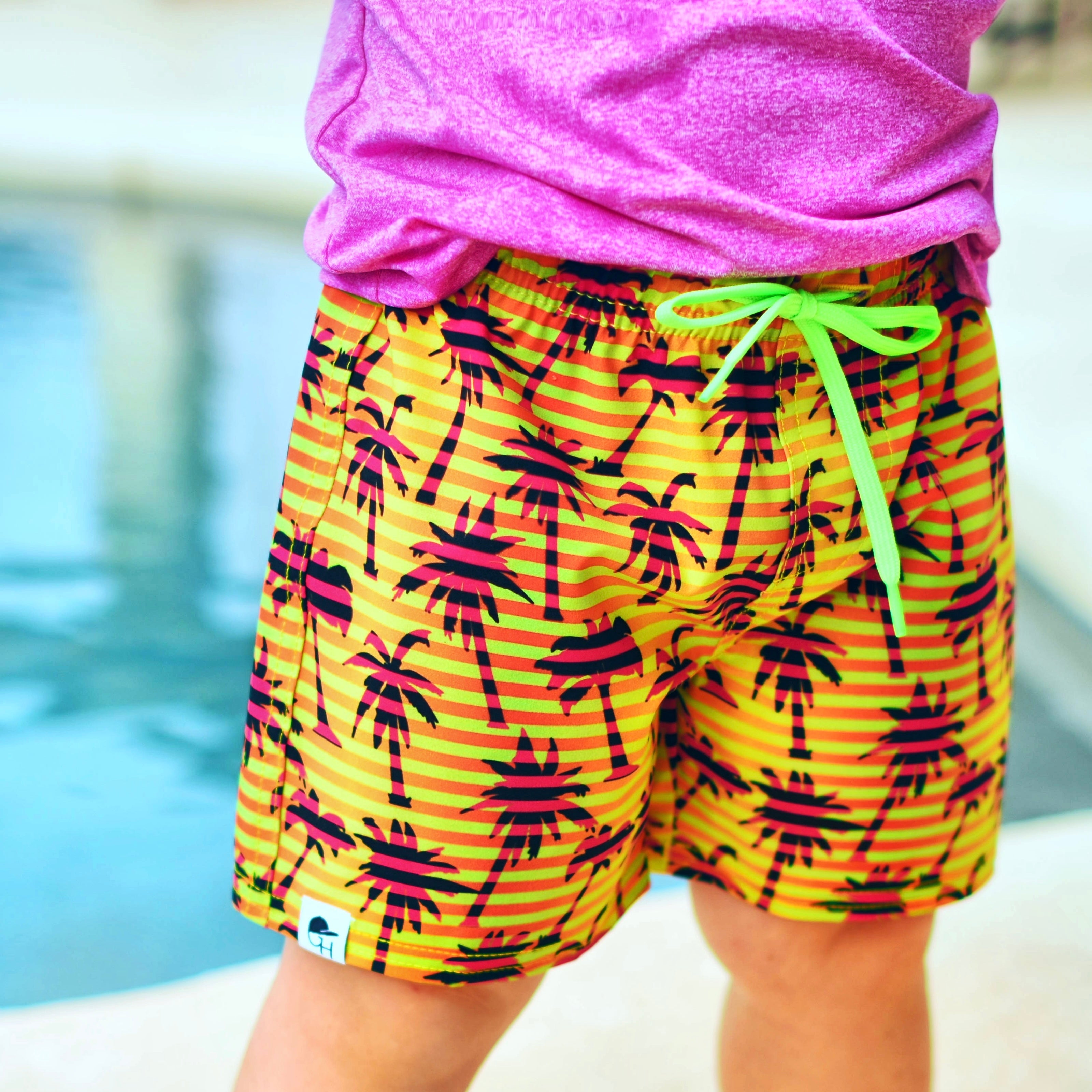 Stripe Palm Spotfast™ Hybrid Swim Shorts