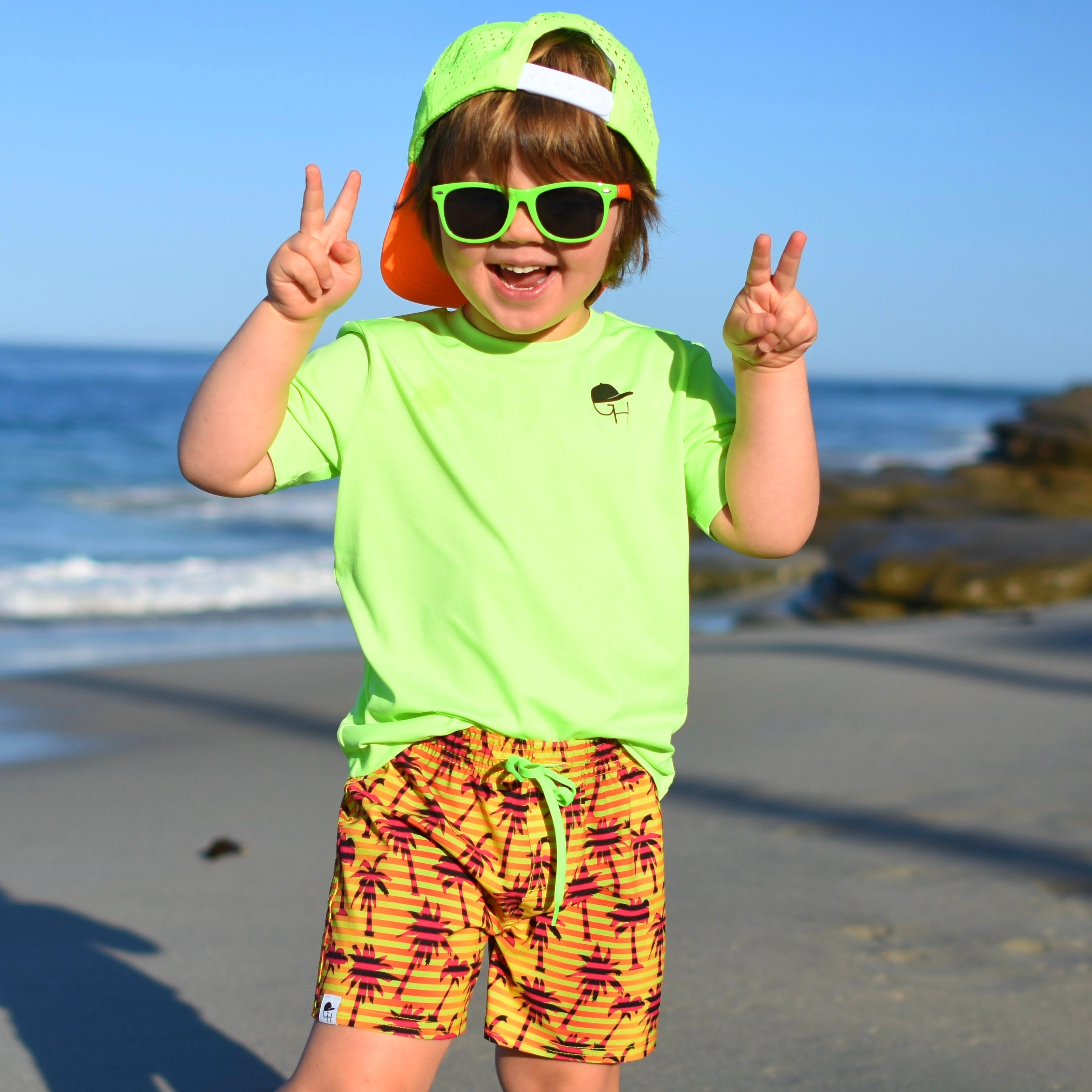 Stripe Palm Spotfast™ Hybrid Swim Shorts