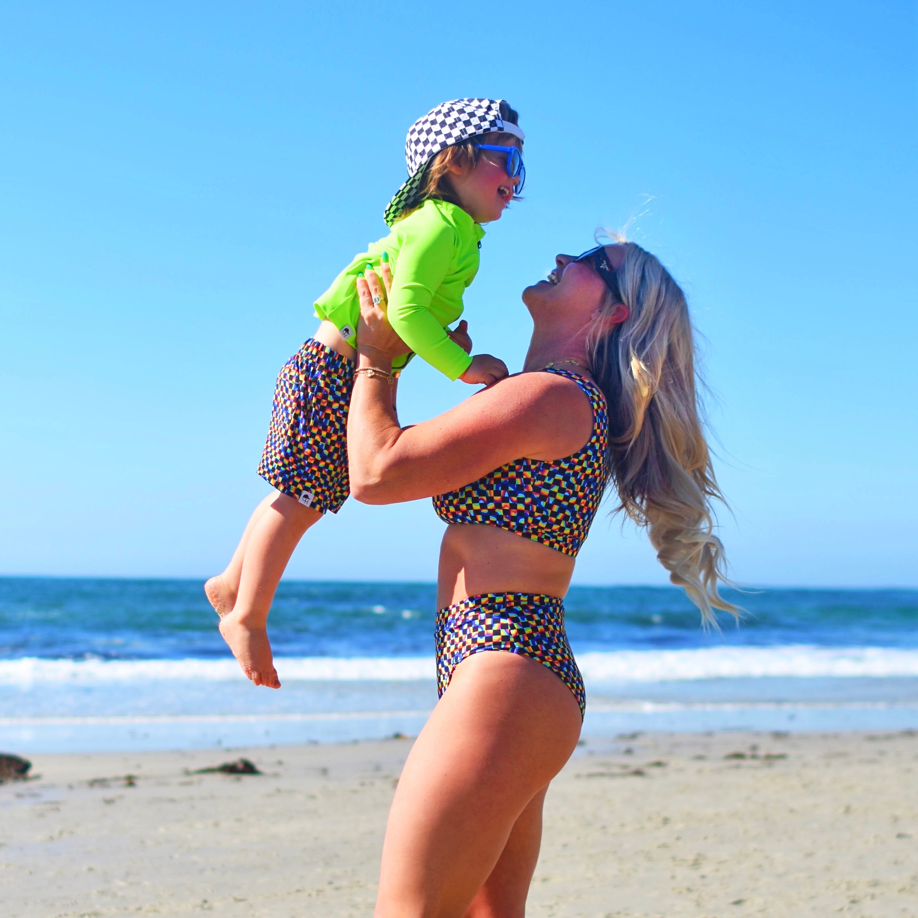 Women’s Reversible Groovy Rainbow 2-piece Swim Suit