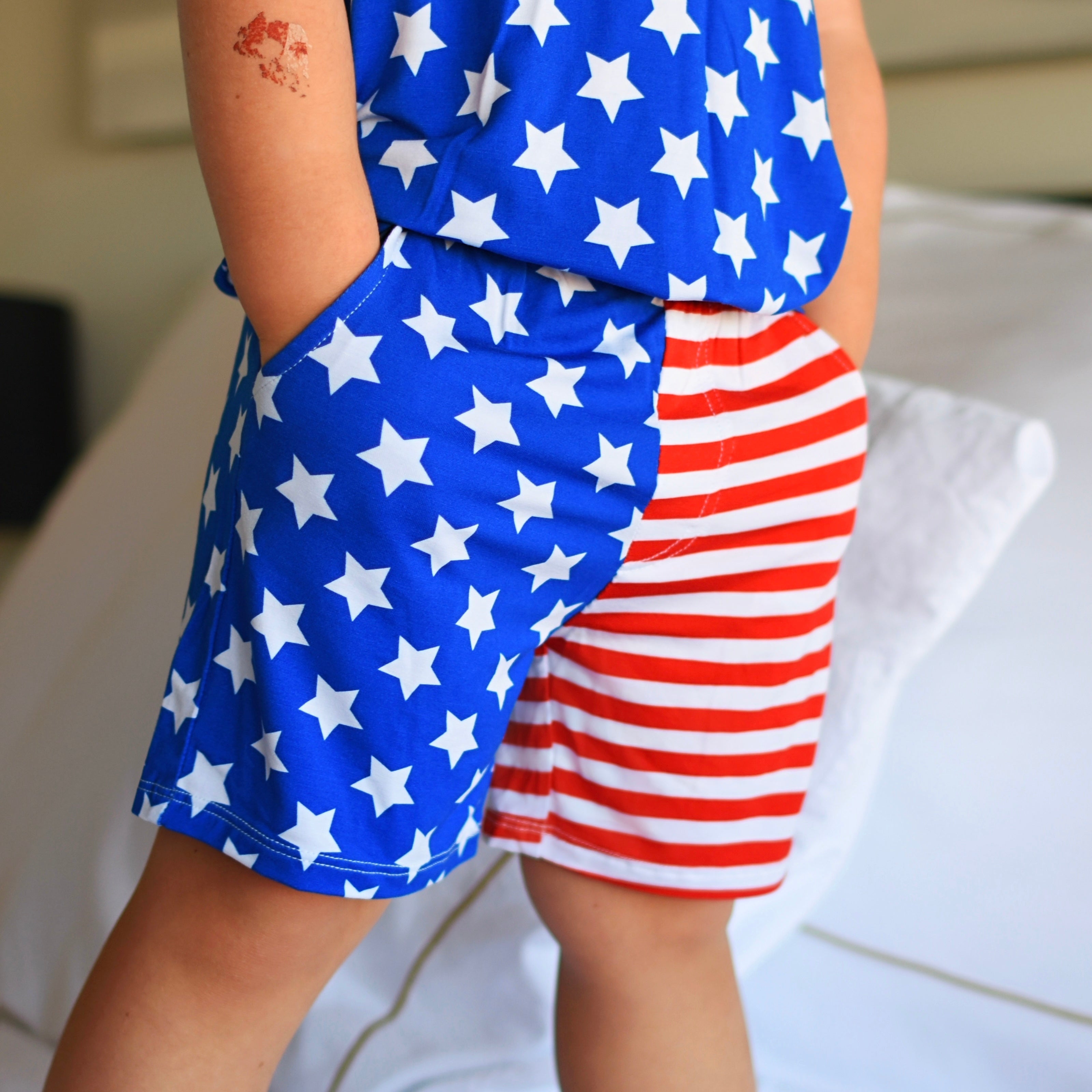 Patriotic Pocket Shorts Pajamas