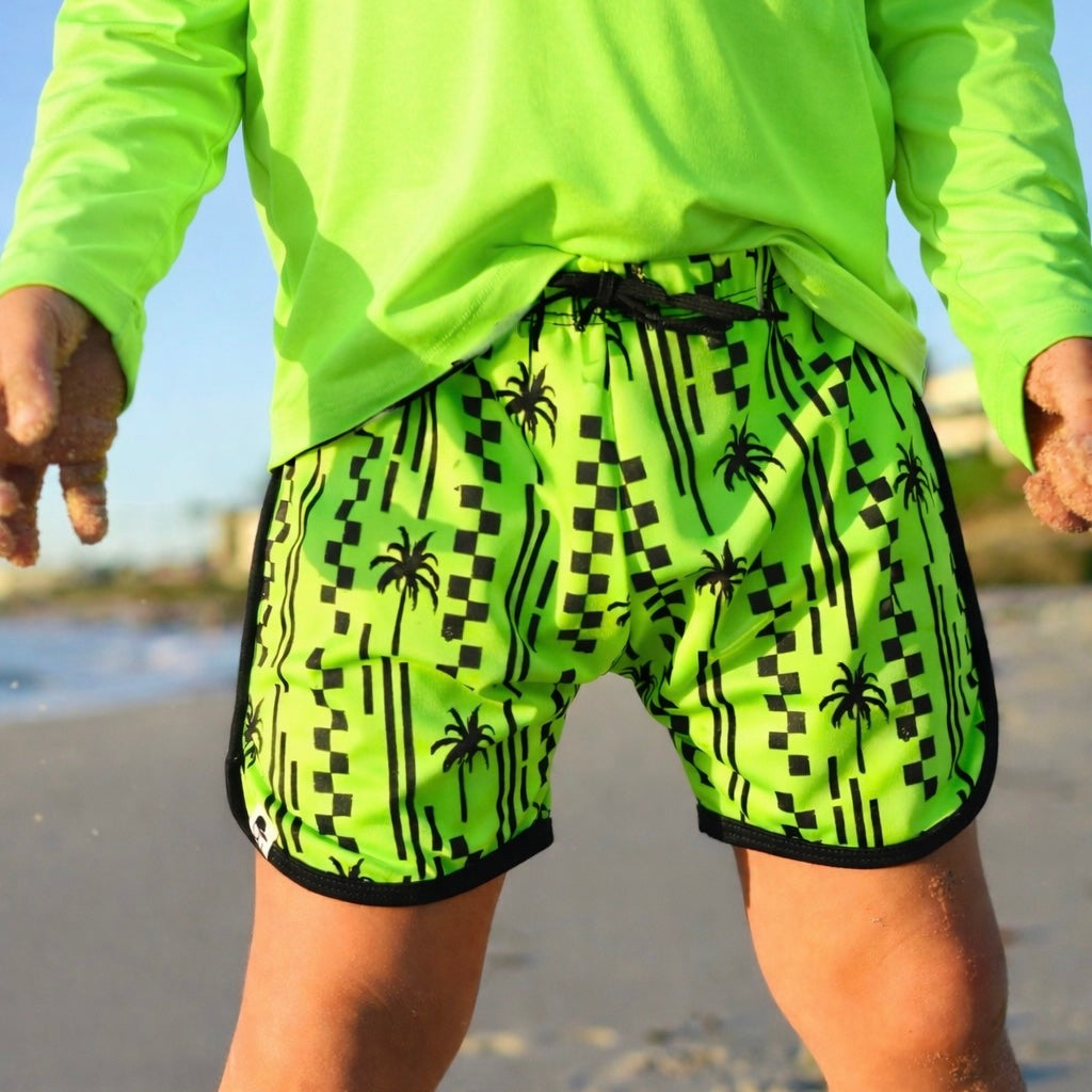 Palm Check Neon Spotfast™ Track Swim Shorts