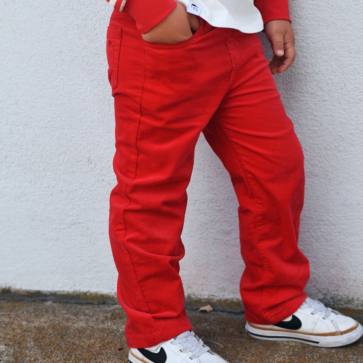 Red Straight Corduroy Pants
