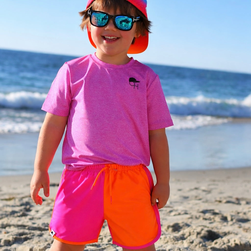 Pink Orange Spotfast™ Track Swim Shorts