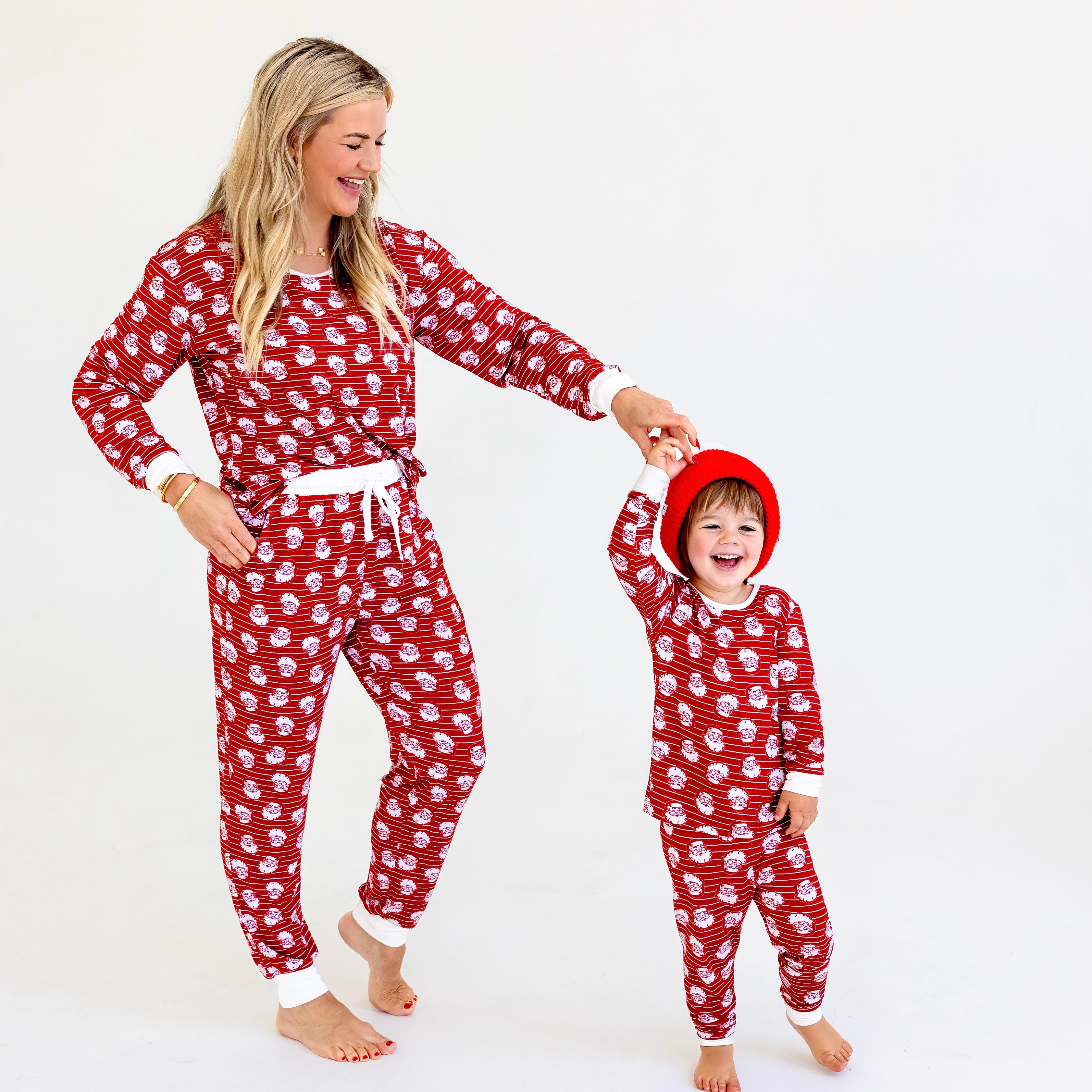 Santa Stripe Adult Bamboo Pajamas