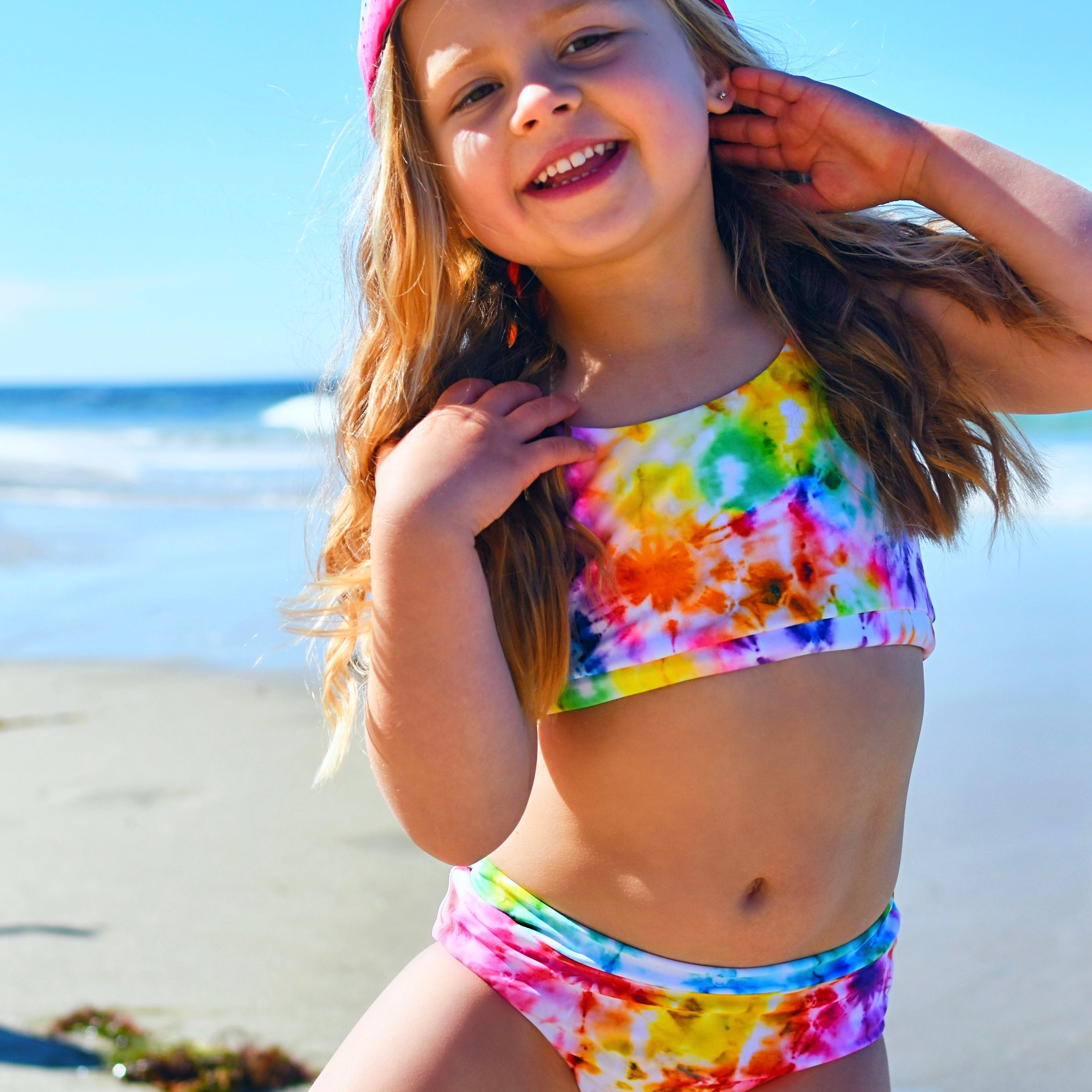 Girls Reversible Two-Piece Tie-Dye Spotfast™ Swim Suit