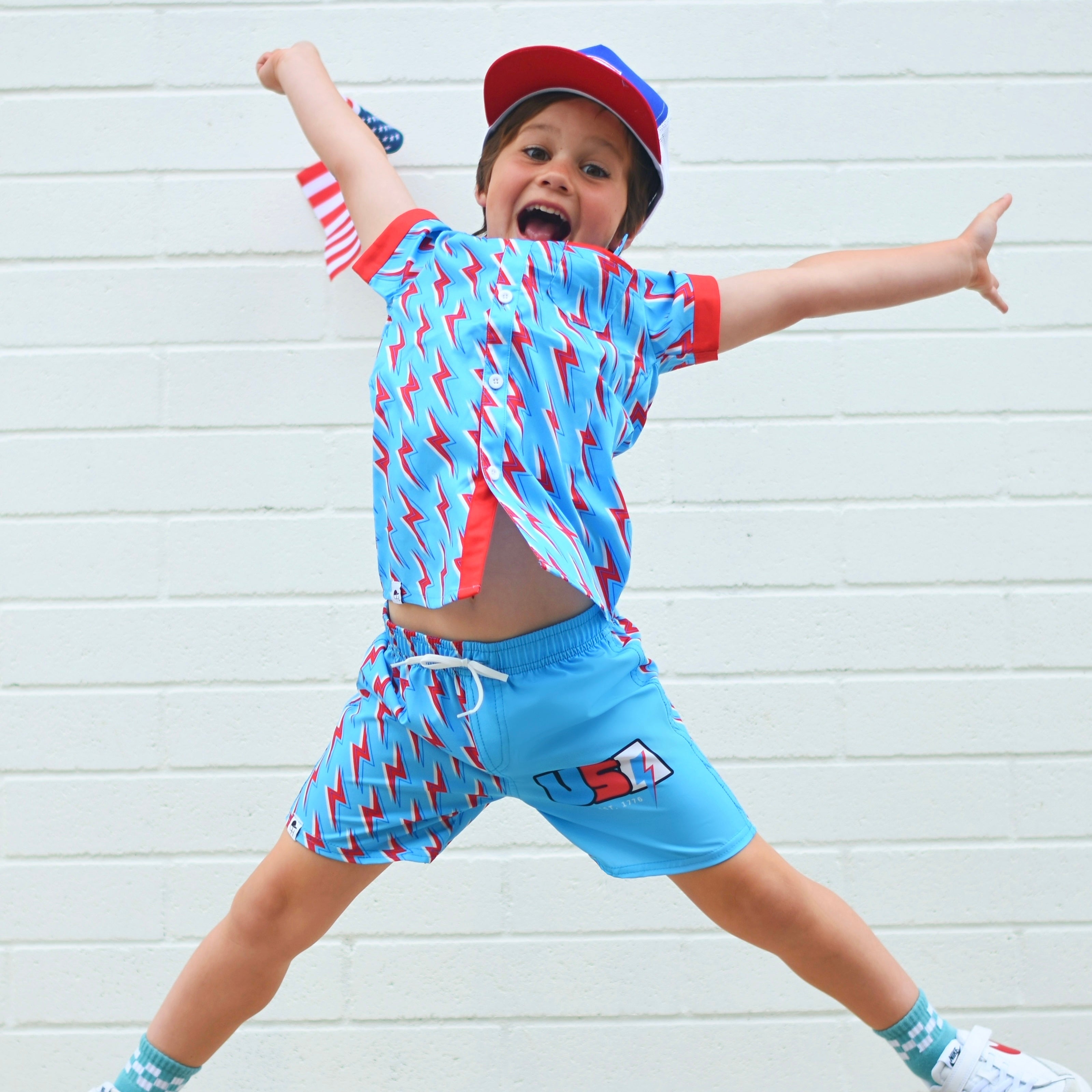 USA Bolt Short Sleeve Collared Tee