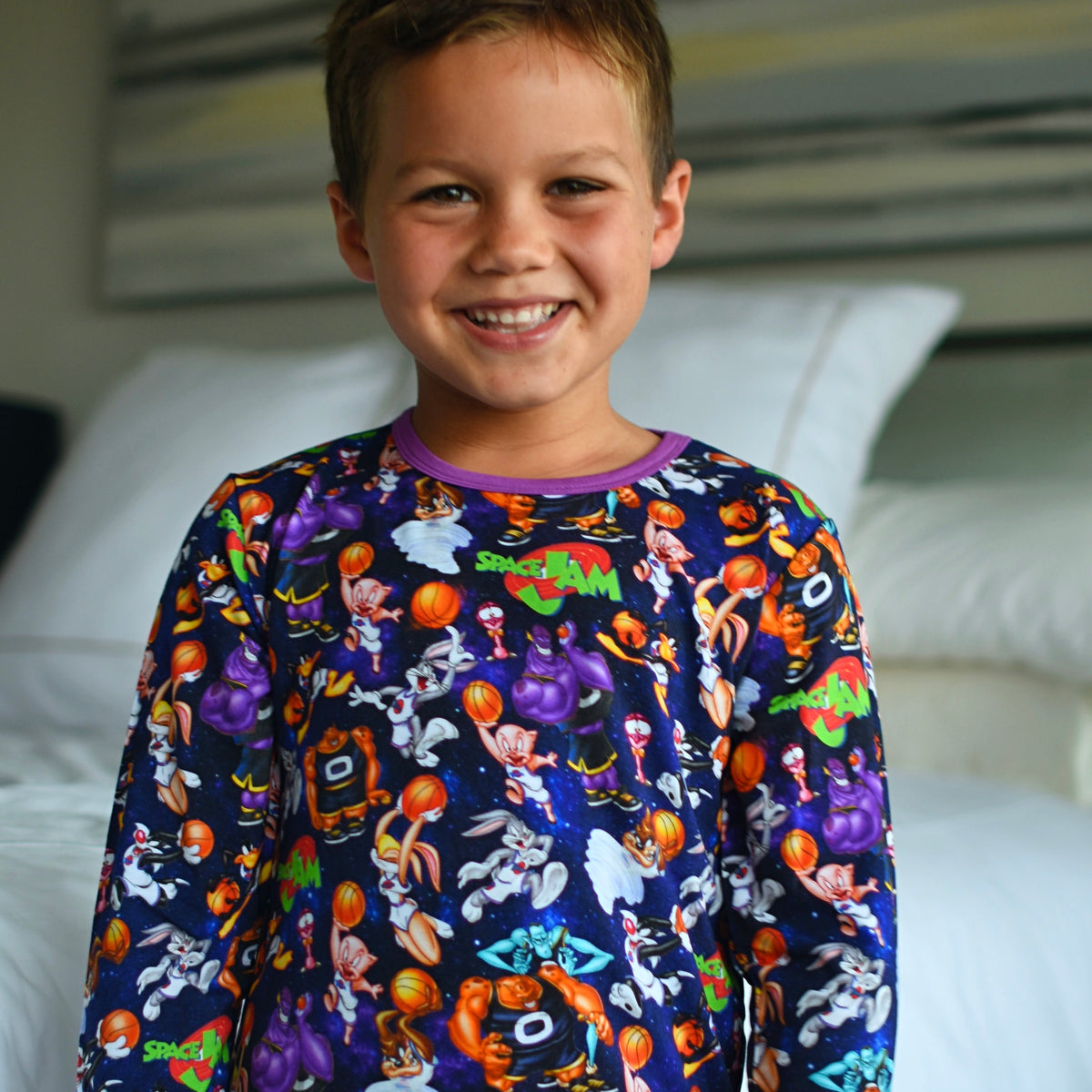 Purple Space Jam Bamboo Long Sleeve Pajamas
