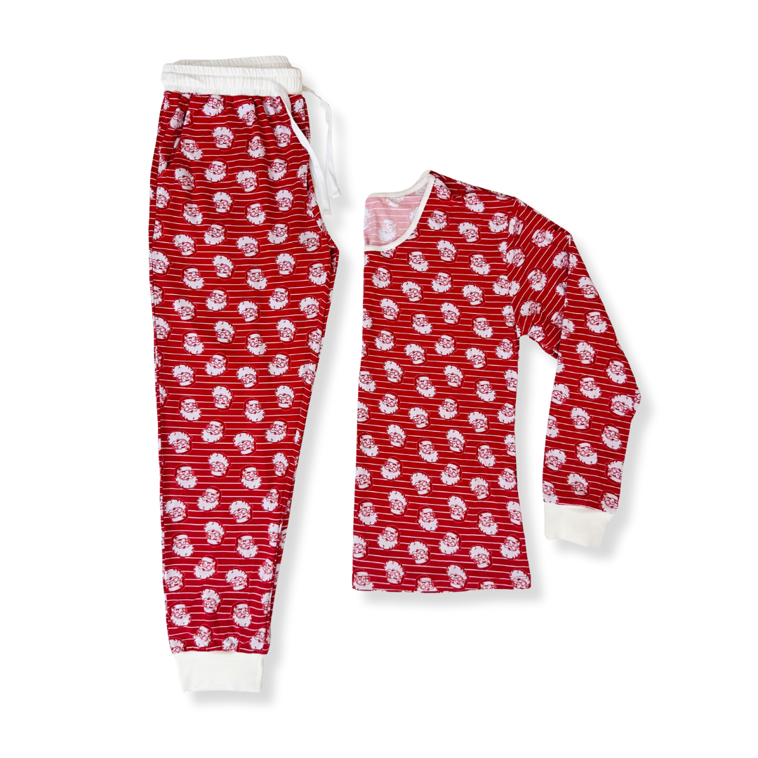 Santa Stripe Adult Bamboo Pajamas