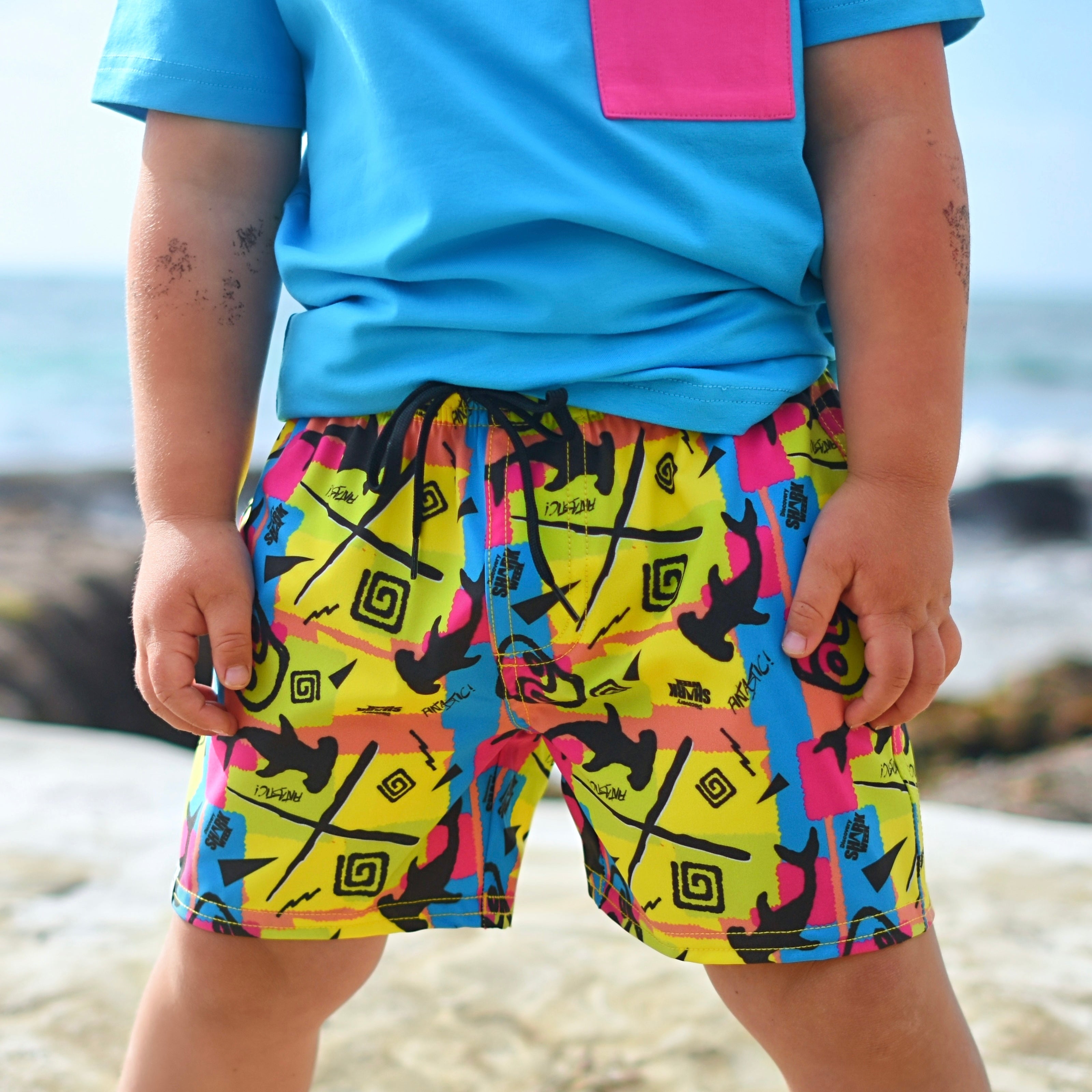 Shark Week Retro Neon Hybrid Swim Shorts