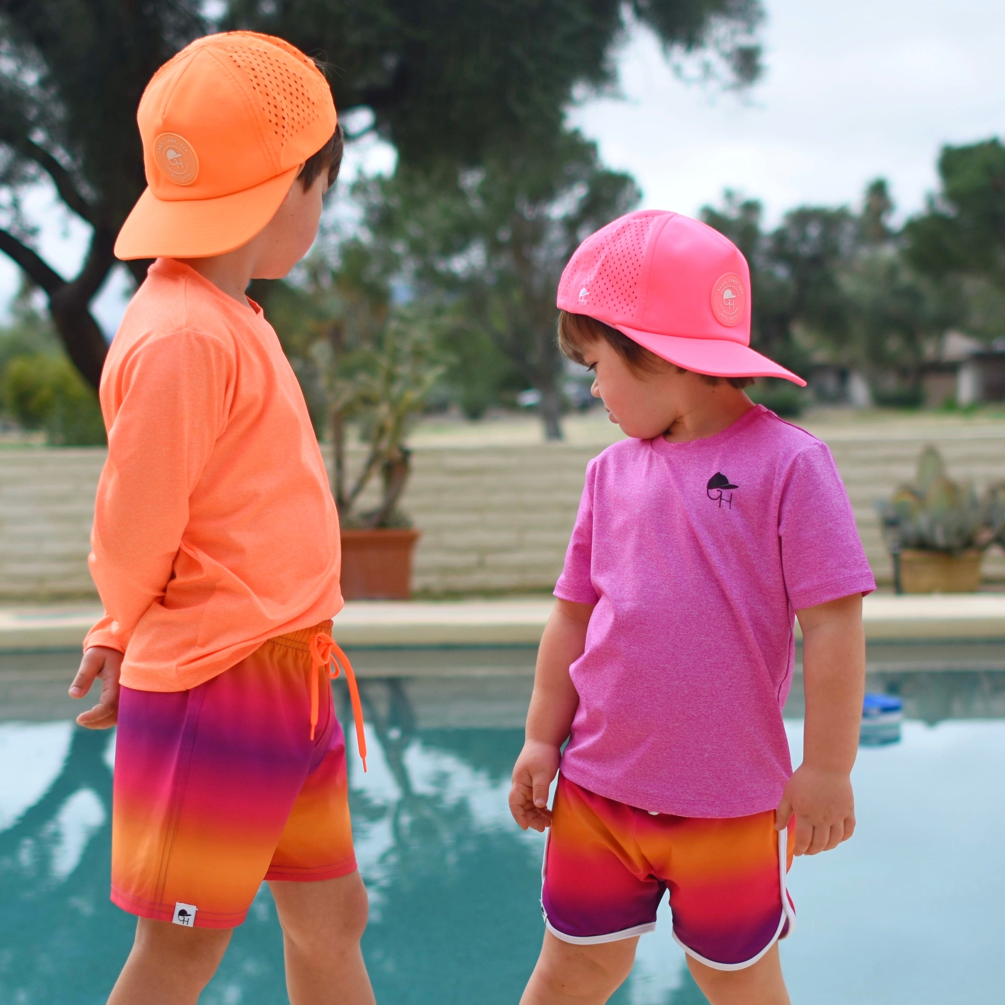 Orange Ombré Spotfast™ Hybrid Swim Shorts