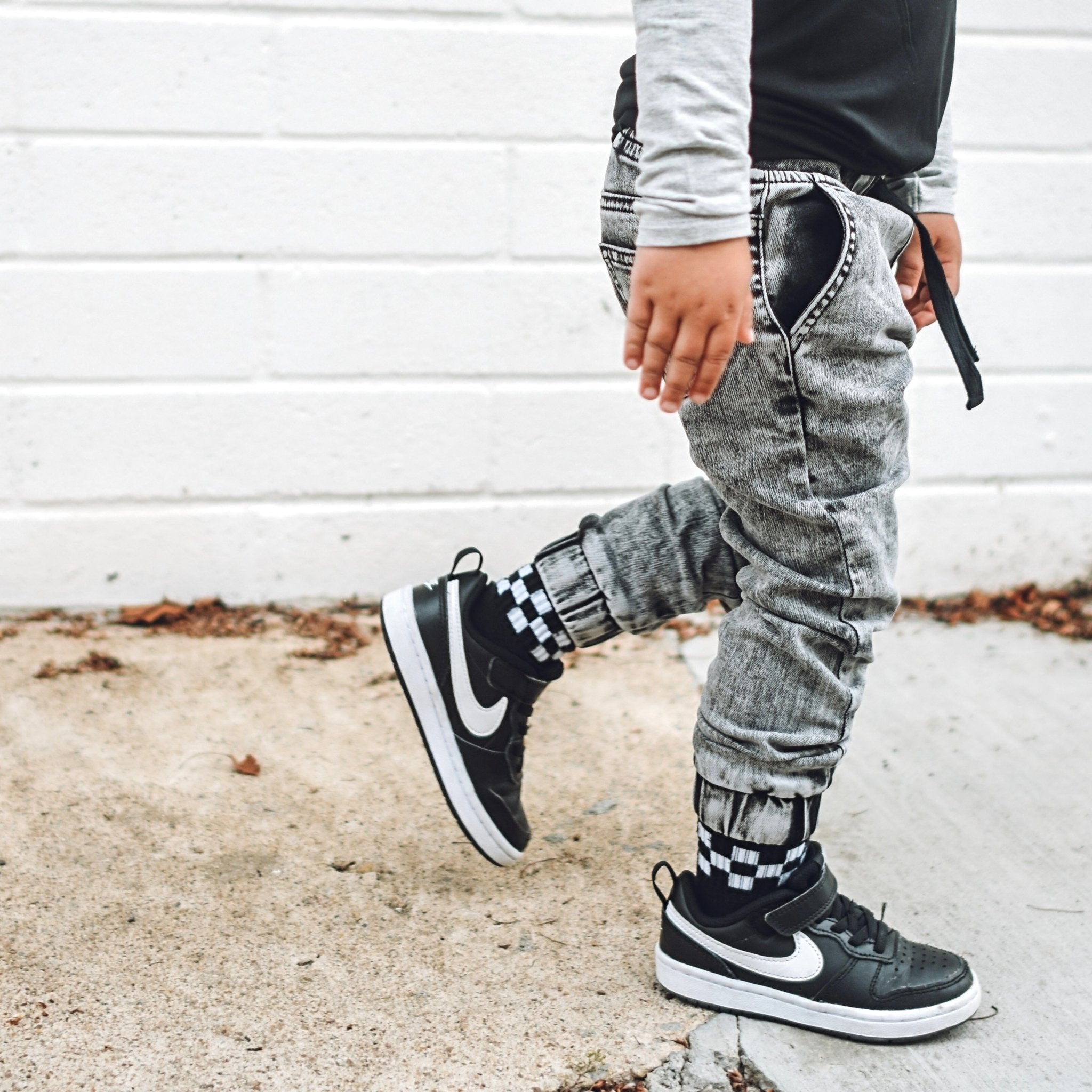 Acid Wash Denim Jogger Pants
