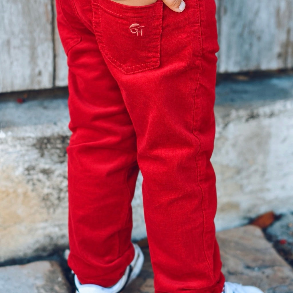 Red Straight Corduroy Pants