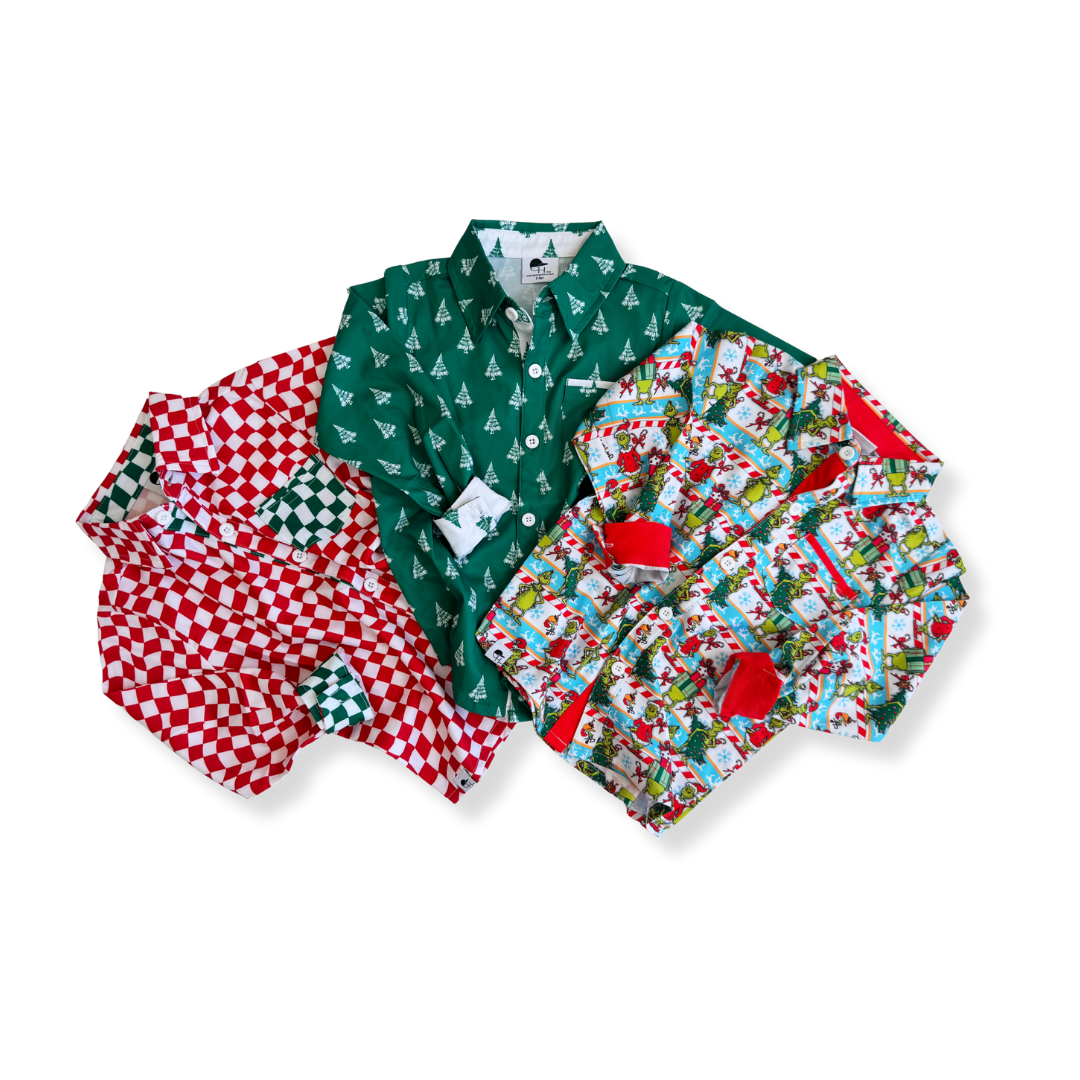 Holiday Long Sleeve Collared Shirt