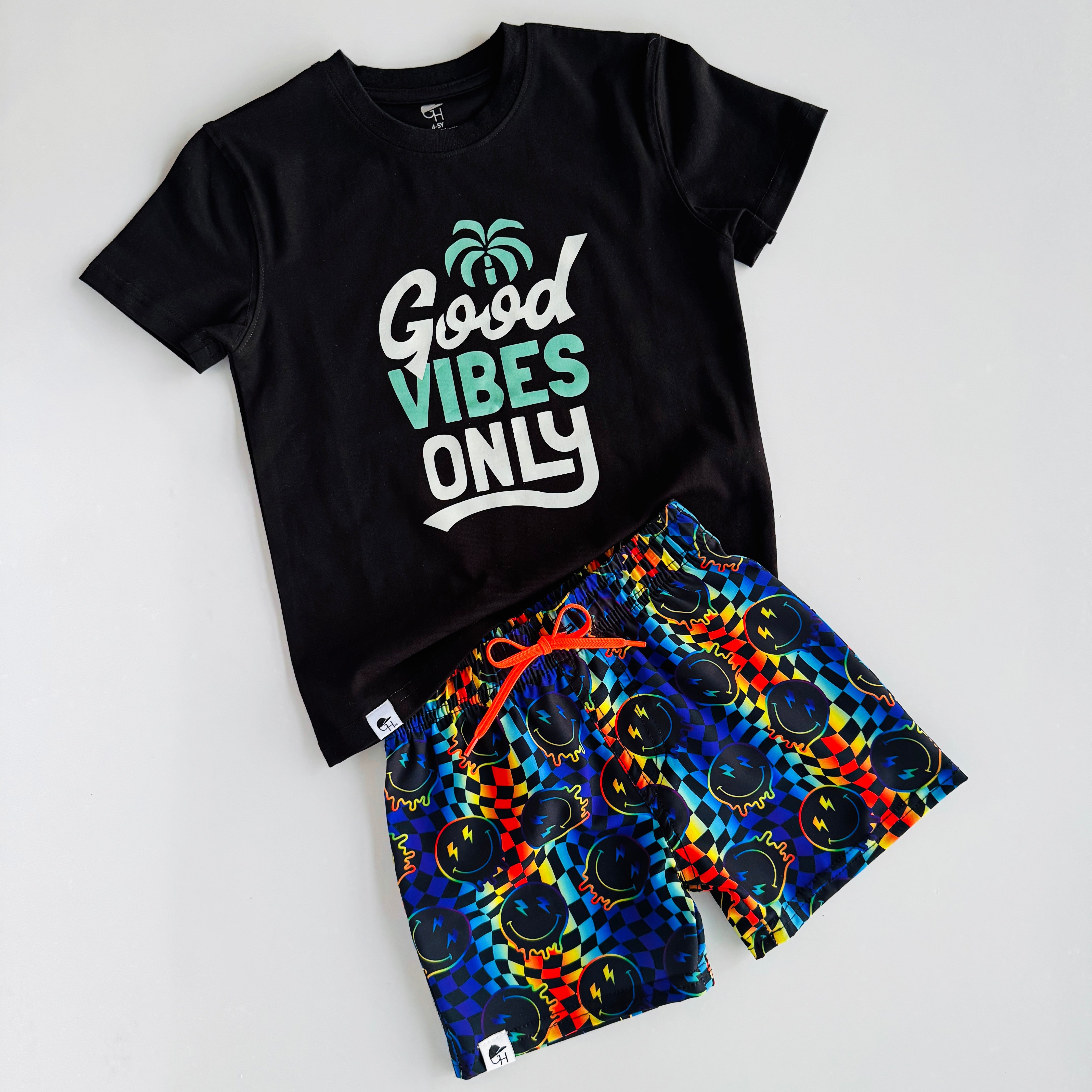 Smiley Rainbow Check Hybrid Swim Shorts