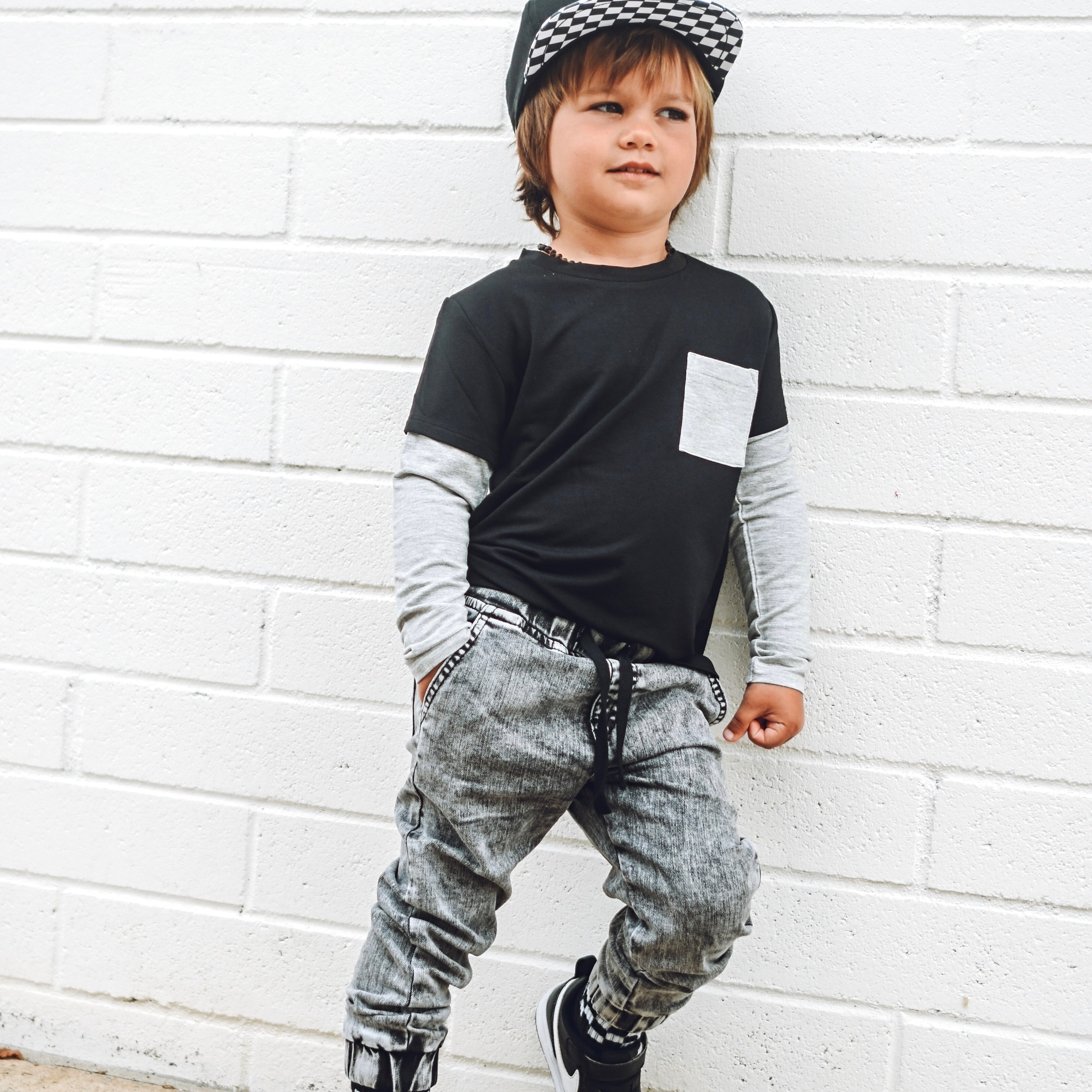 Acid Wash Denim Jogger Pants