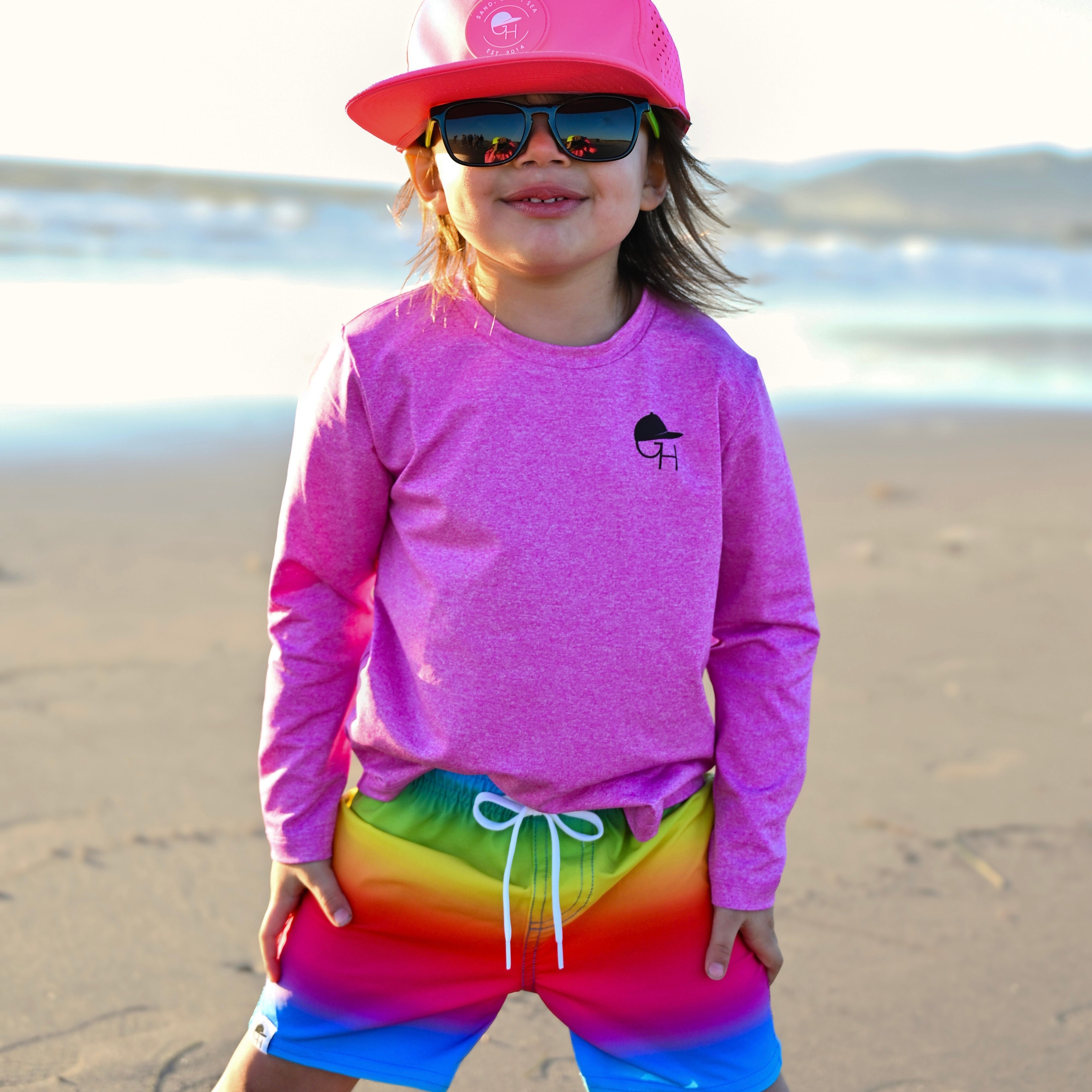 Rainbow Ombré Neon Spotfast™ Hybrid Swim Shorts