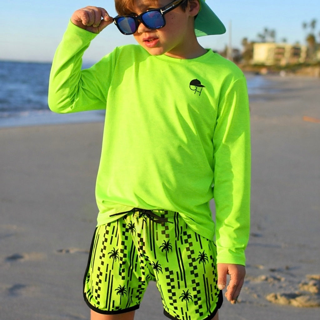 Palm Check Neon Spotfast™ Track Swim Shorts
