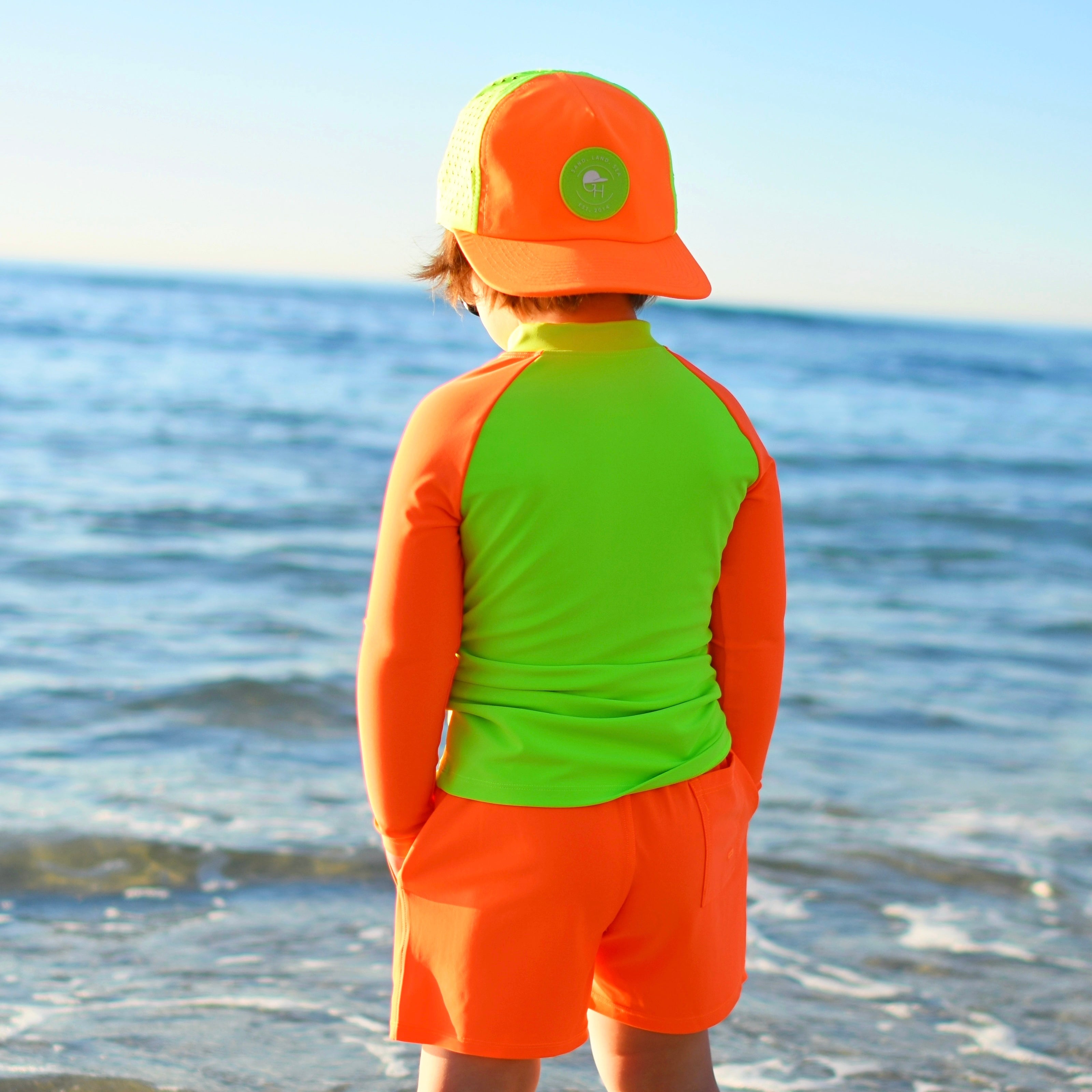 Neon Spotfast™ Color Block Zip Swim Shirt