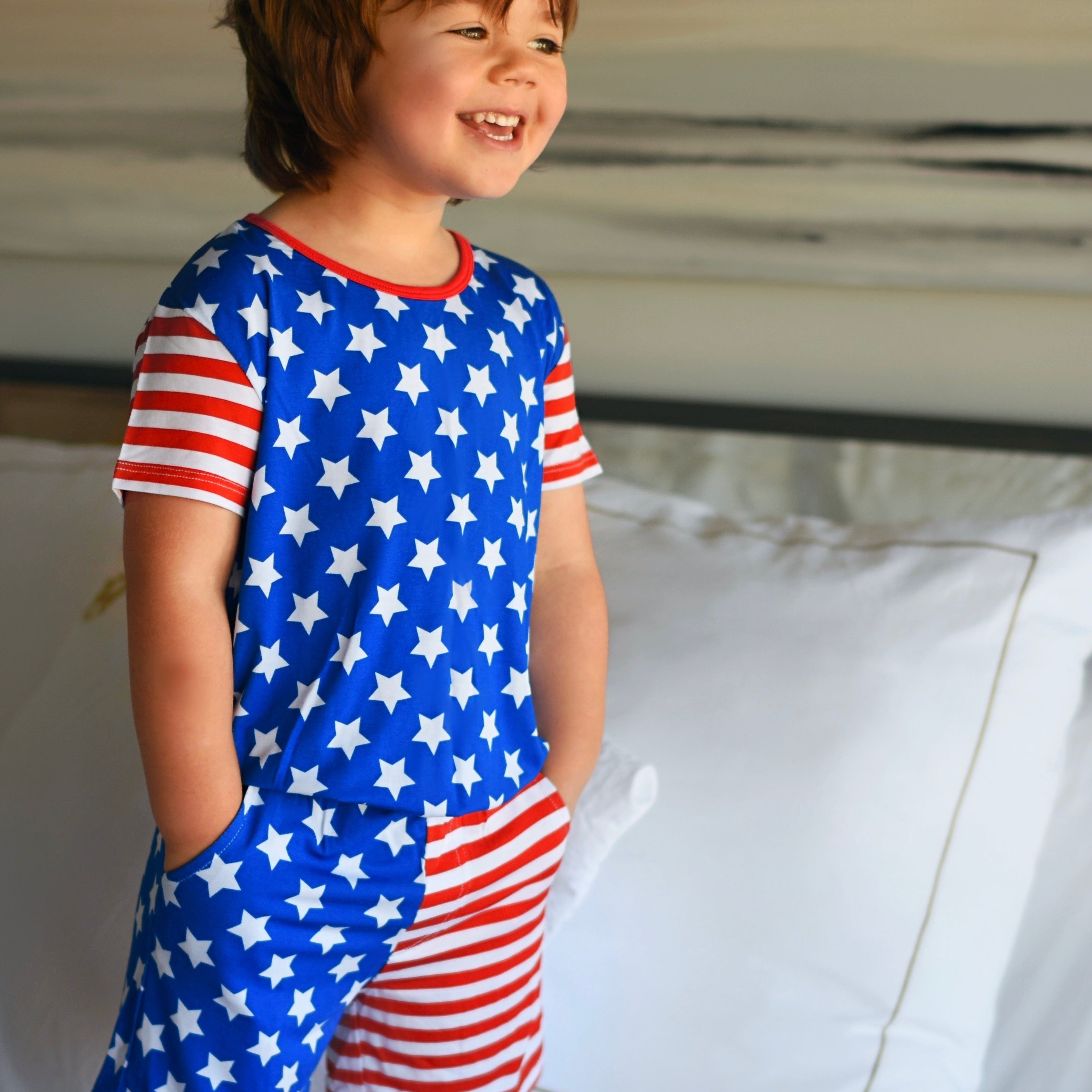 Patriotic Pocket Shorts Pajamas