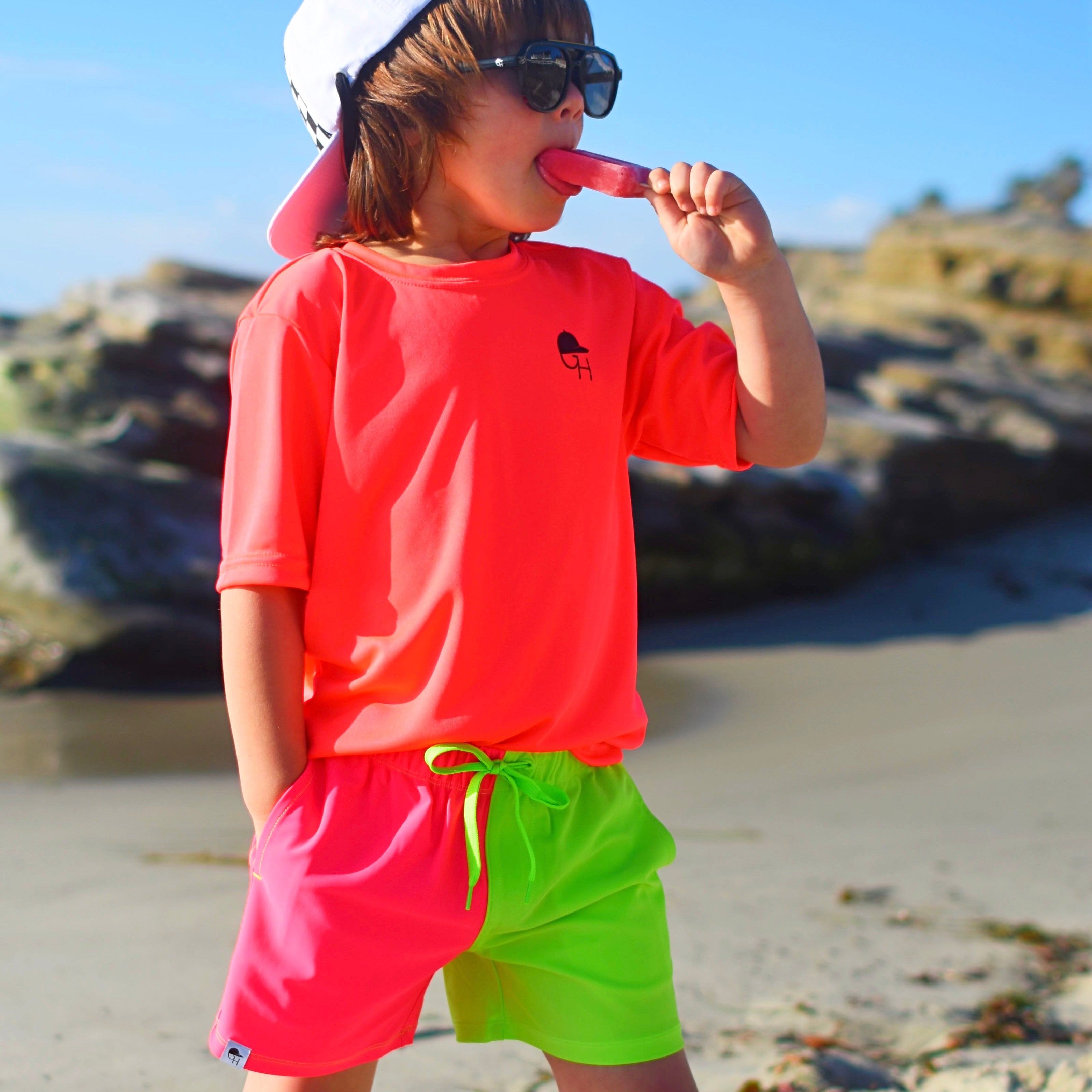 Neon Spotfast™ Color Block Fusion Swim Shorts