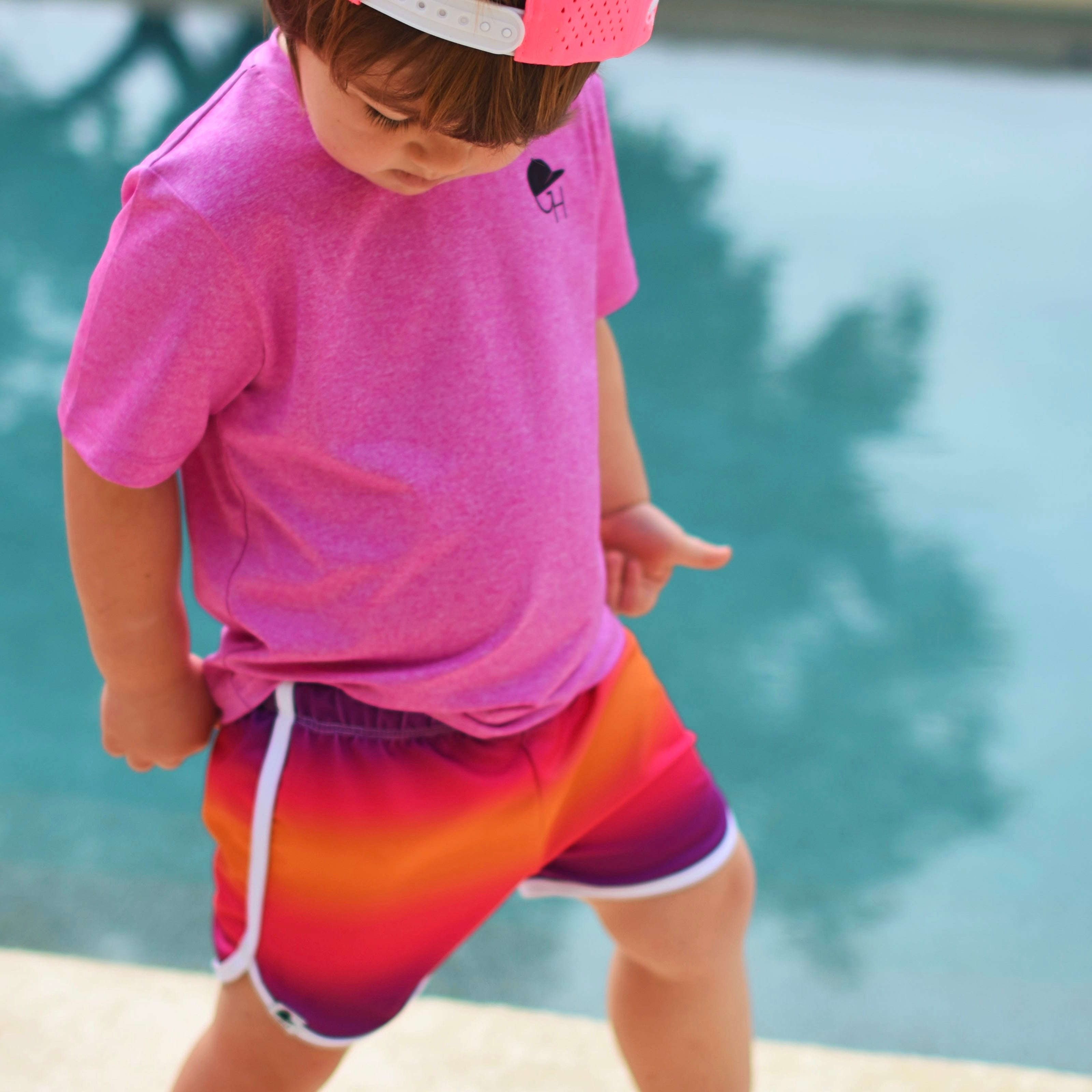 Orange Ombré Neon Spotfast™ Track Swim Shorts