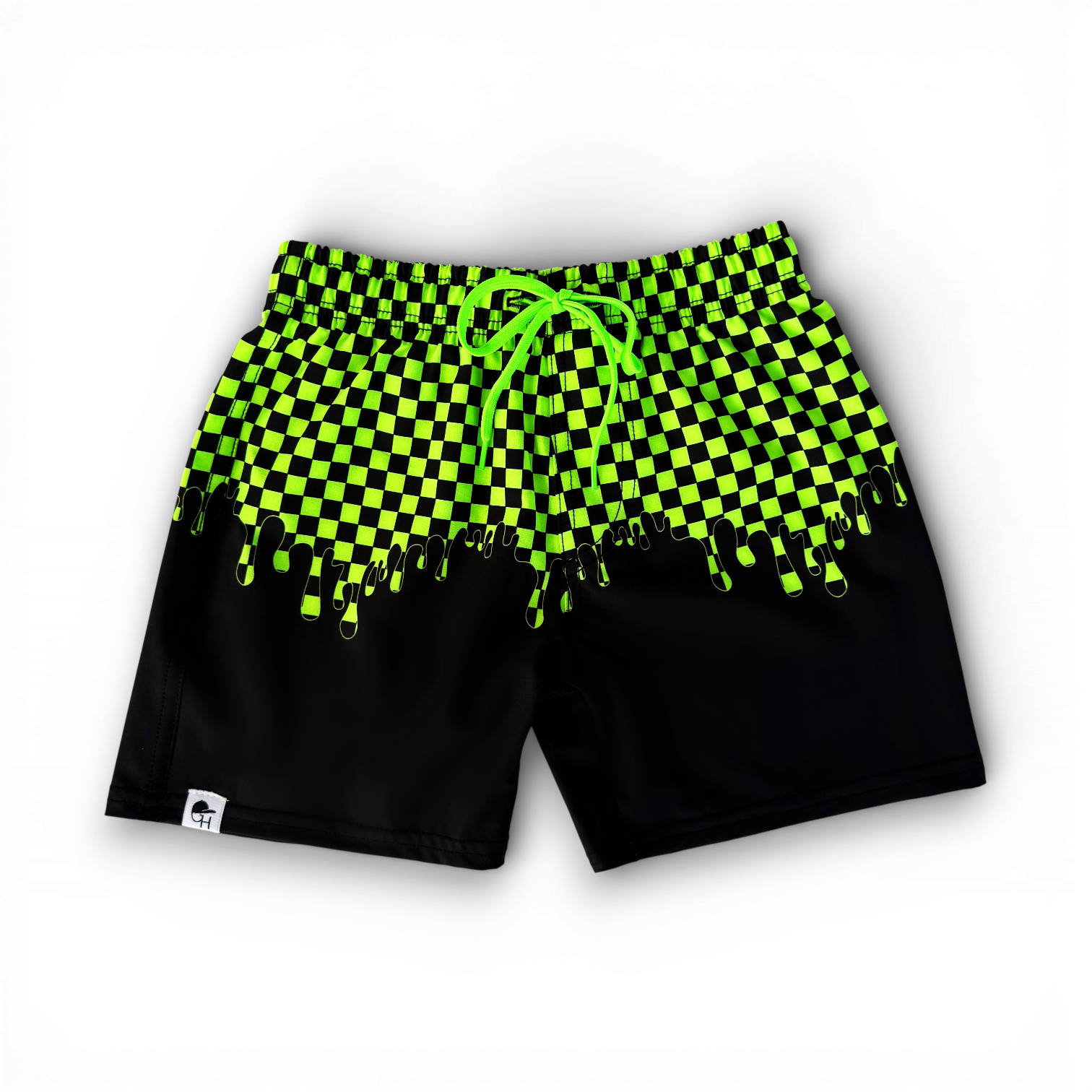 Neon Drip Check Spotfast™ Hybrid Swim Shorts