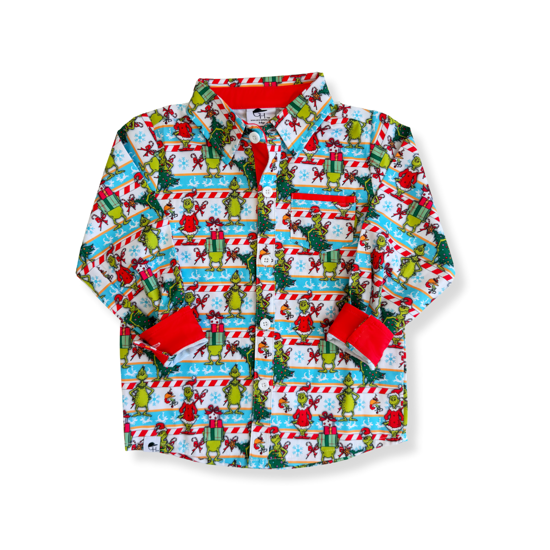 Holiday Long Sleeve Collared Shirt