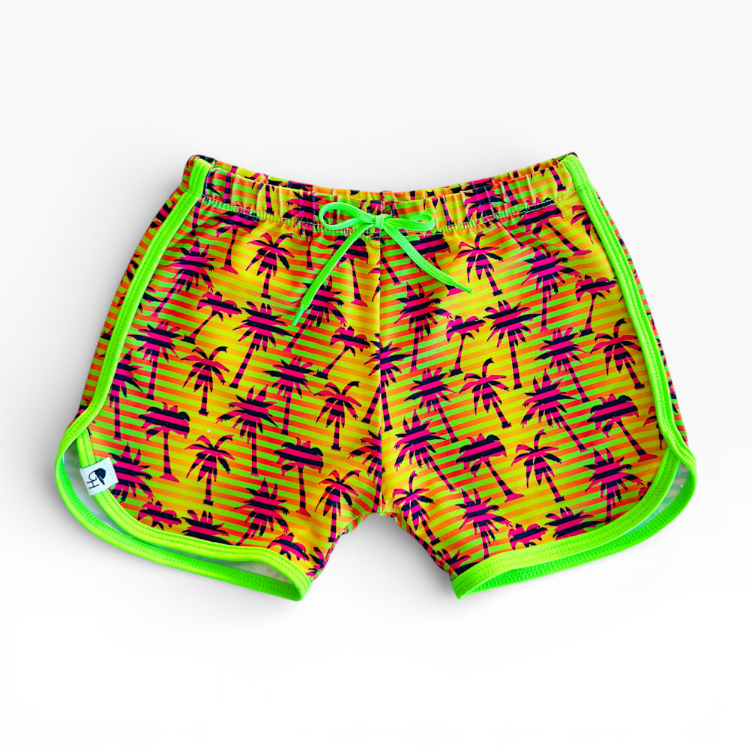 Neon Stripe Palm Spotfast™ Track Swim Shorts