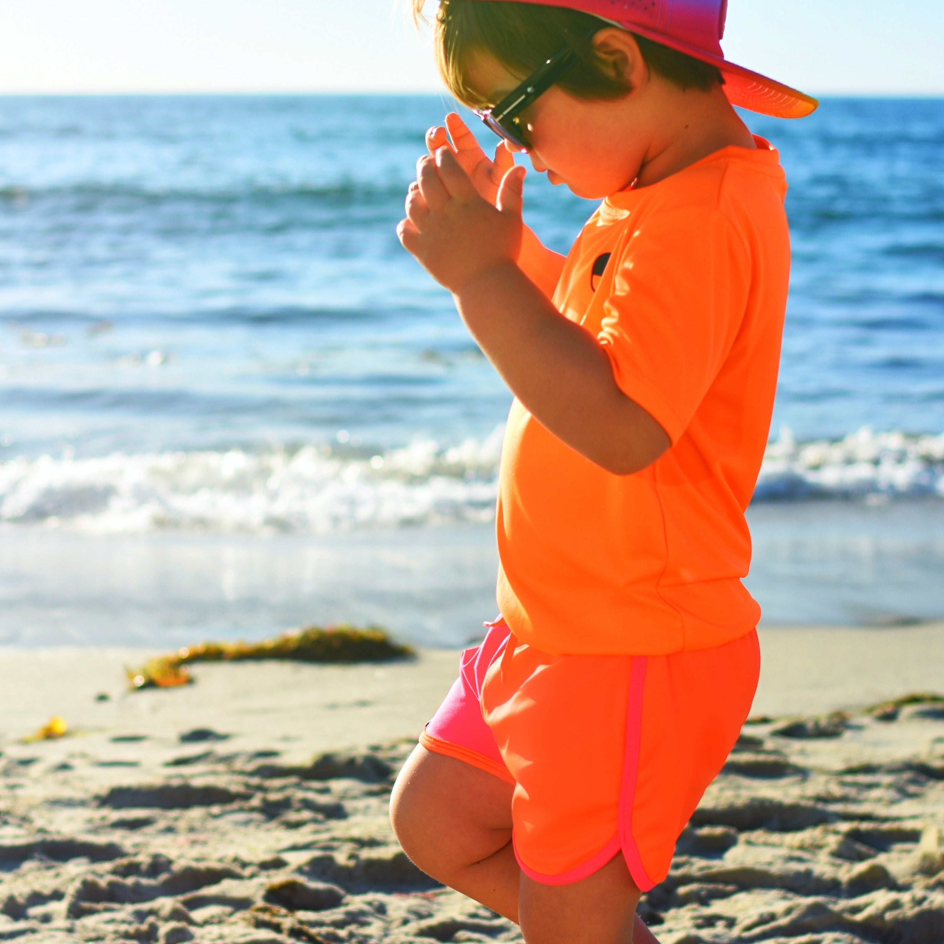 Pink Orange Spotfast™ Track Swim Shorts