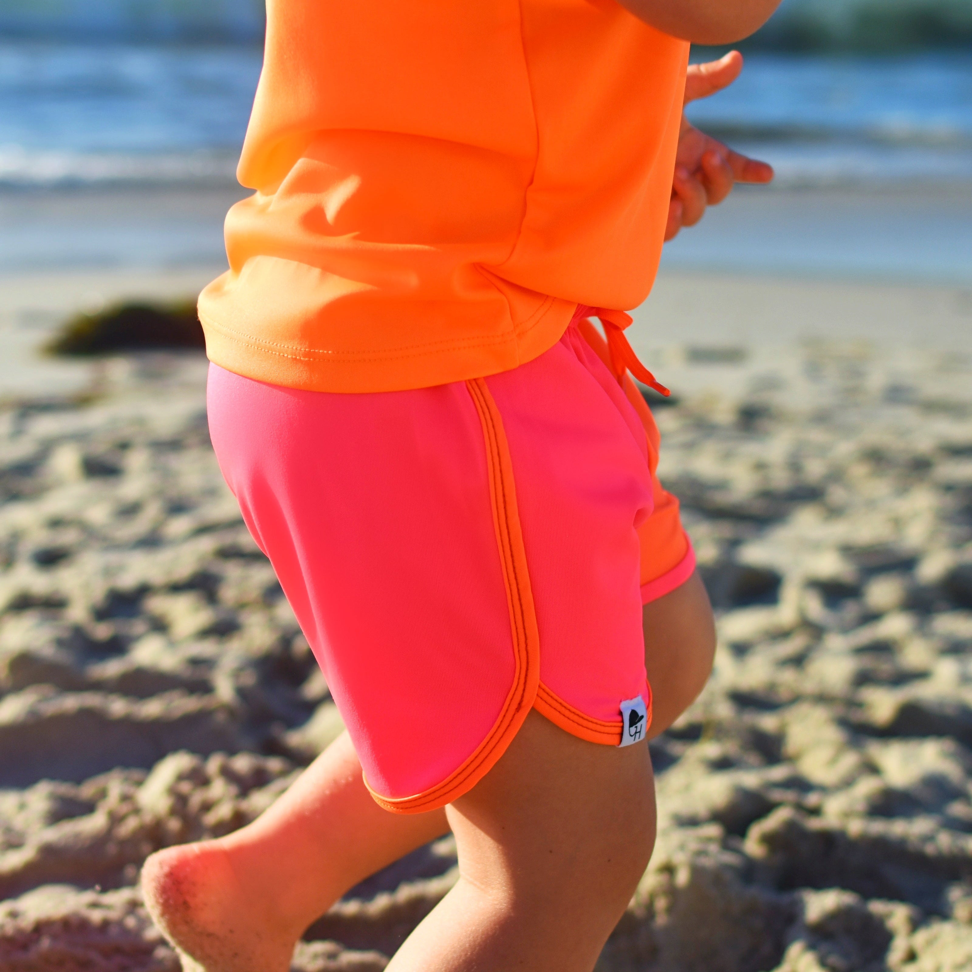 Pink Orange Spotfast™ Track Swim Shorts