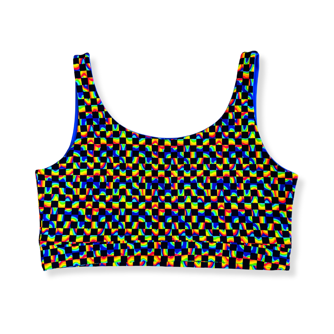 Women’s Reversible Groovy Rainbow 2-piece Swim Suit