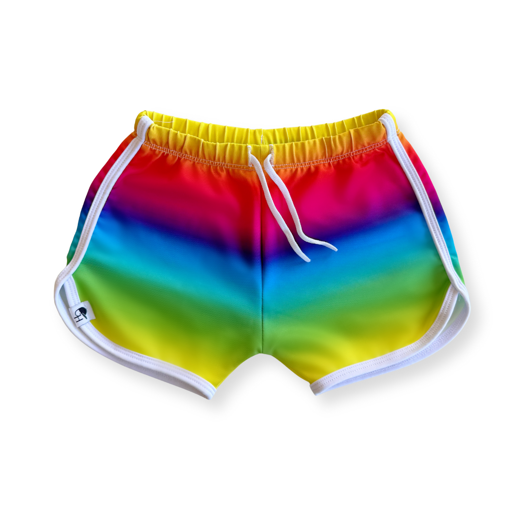 Rainbow Ombré Neon Spotfast™ Track Swim Shorts
