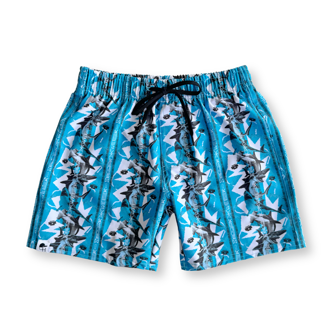 Shark Week Blue Stripe Hybrid Swim Shorts