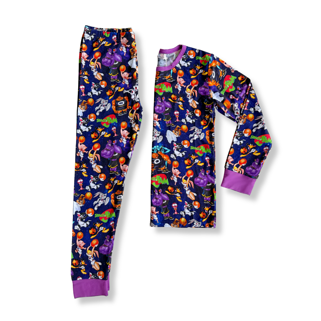 Purple Space Jam Bamboo Long Sleeve Pajamas