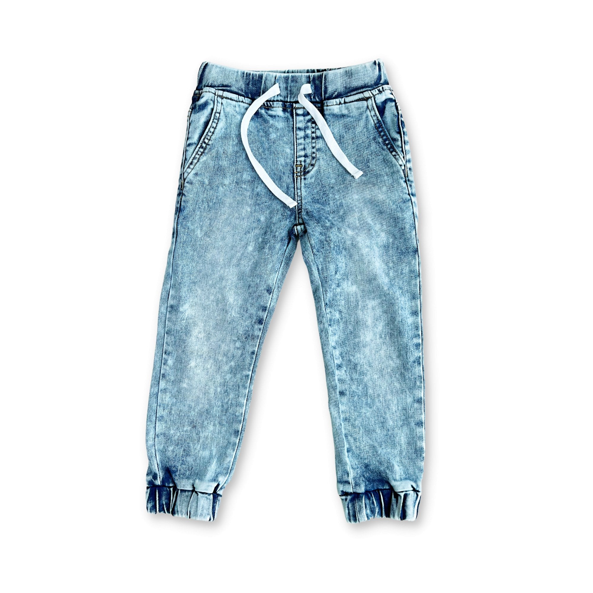 Acid Wash Blue Denim Jogger Pants - George Hats