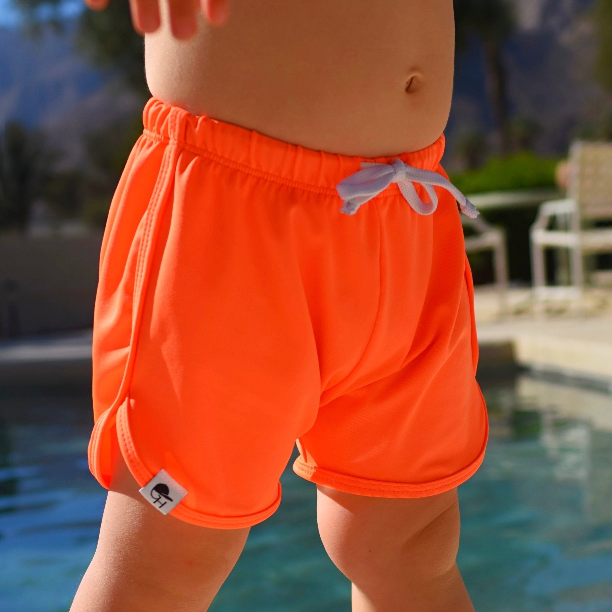 Neon Orange Track Swim Shorts - George Hats