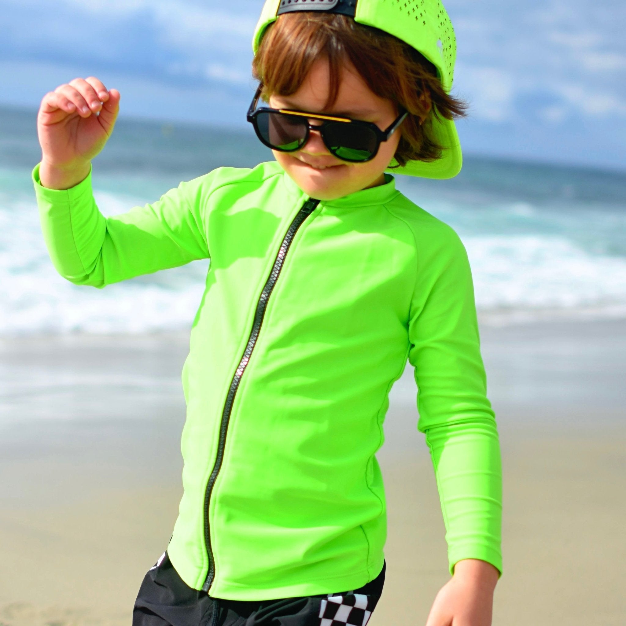 Neon Zip Swim Shirt - George Hats