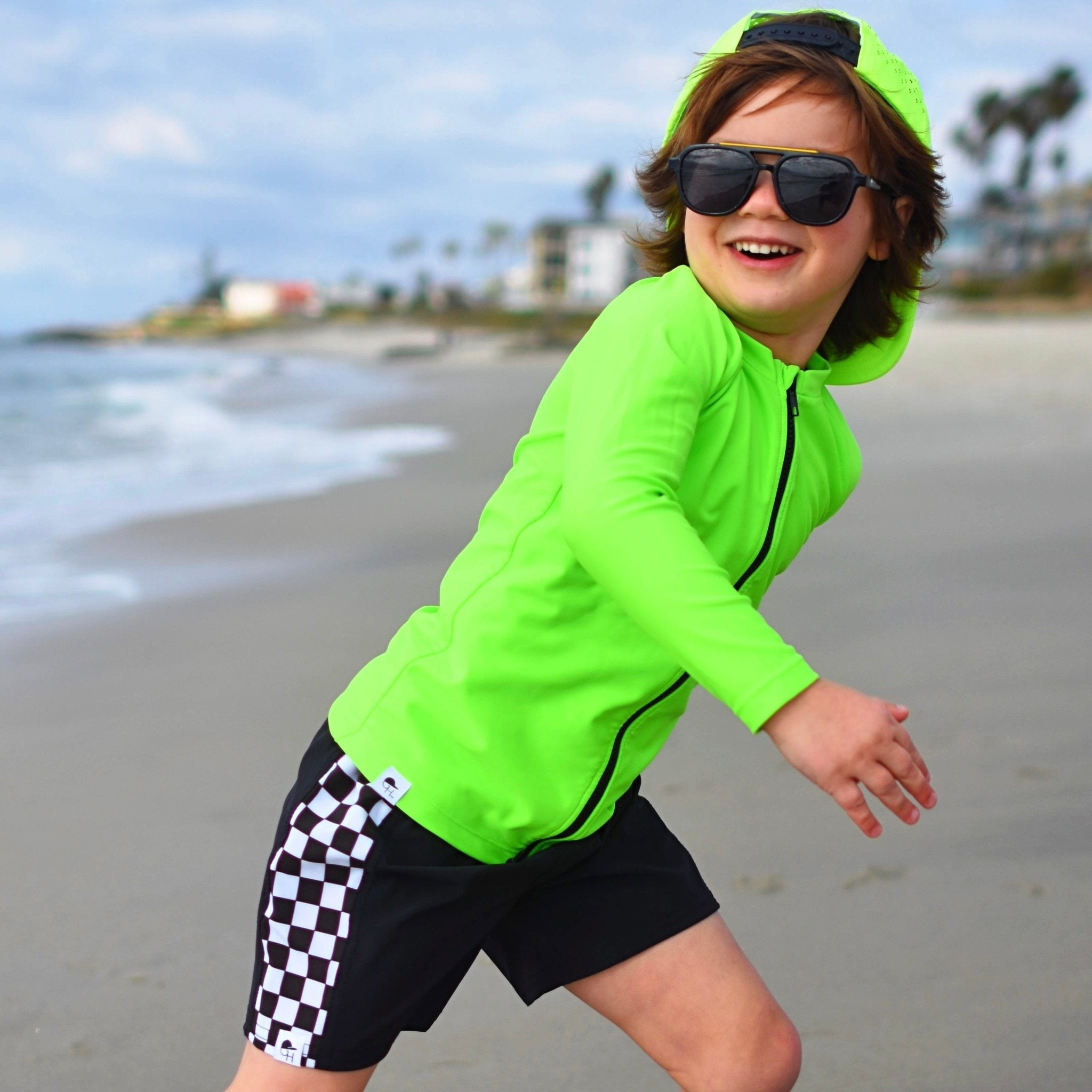 Neon Zip Swim Shirt - George Hats