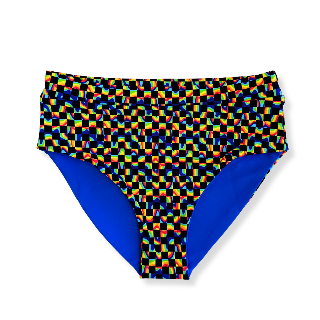 Women’s Reversible Groovy Rainbow 2-piece Swim Suit