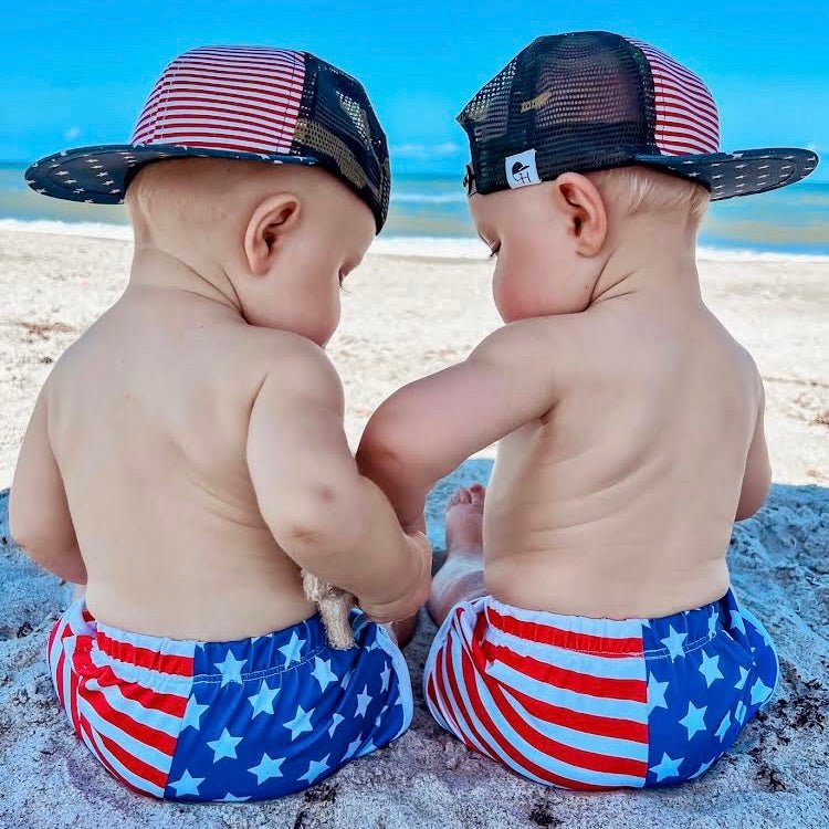 Stars and Stripes Track Swim Shorts - George Hats