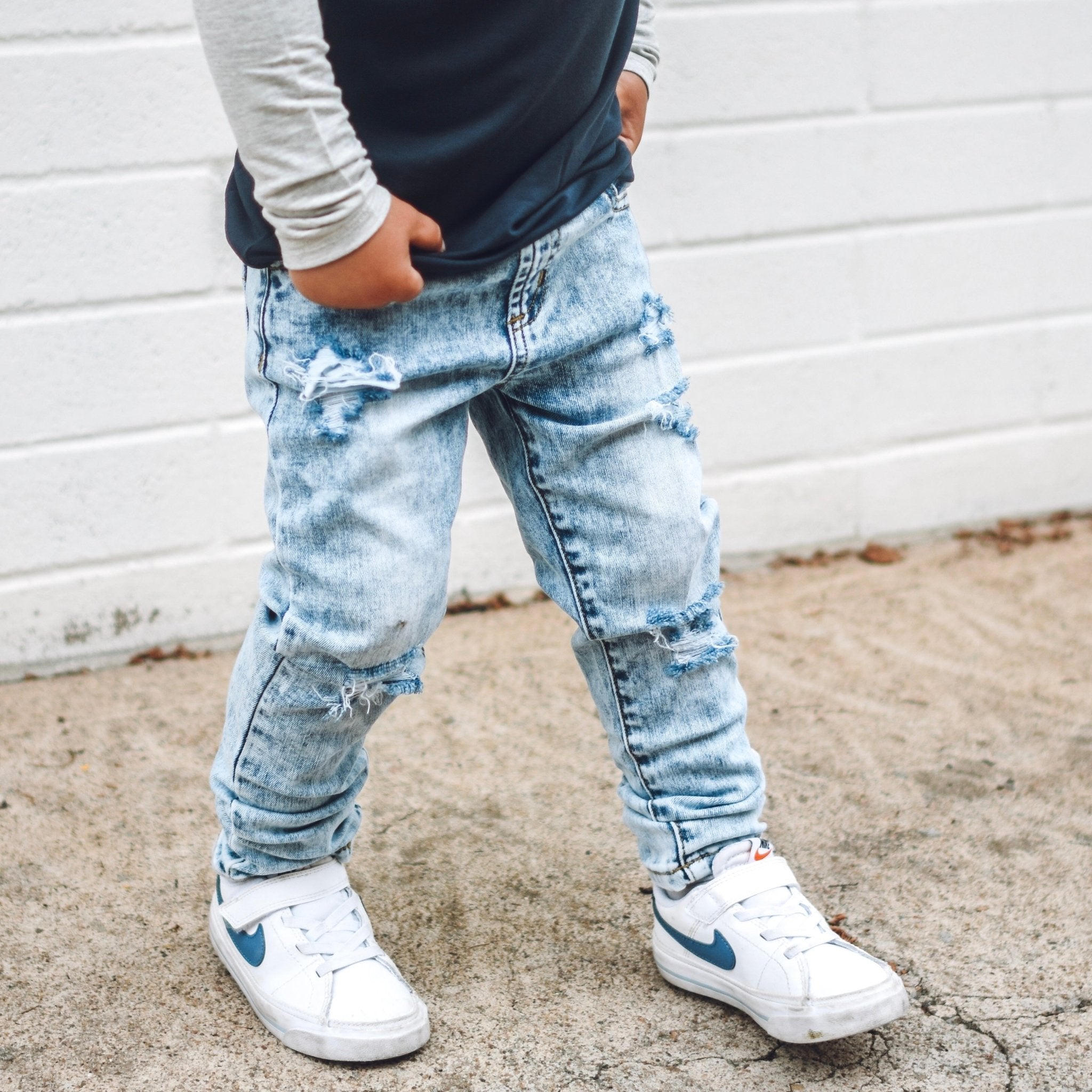 Acid Wash Blue Denim Pants - George Hats