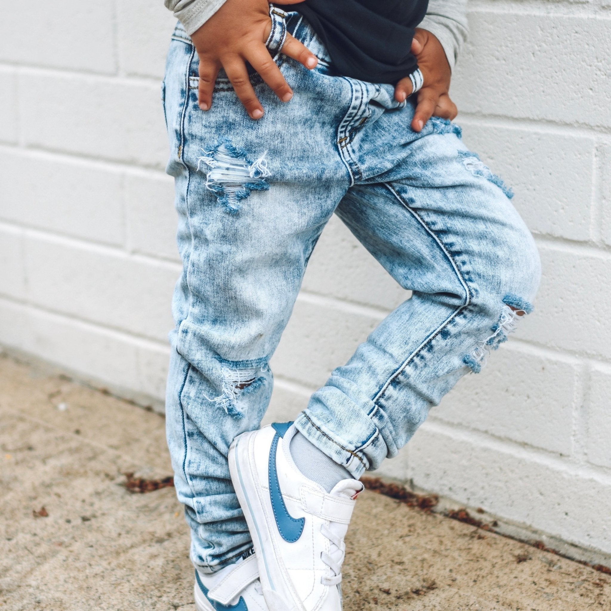 Acid Wash Blue Denim Pants - George Hats
