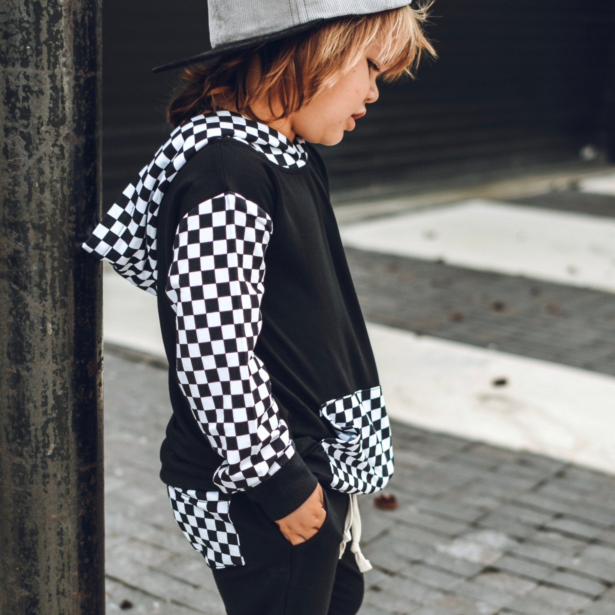 Black Check Hoodie - George Hats