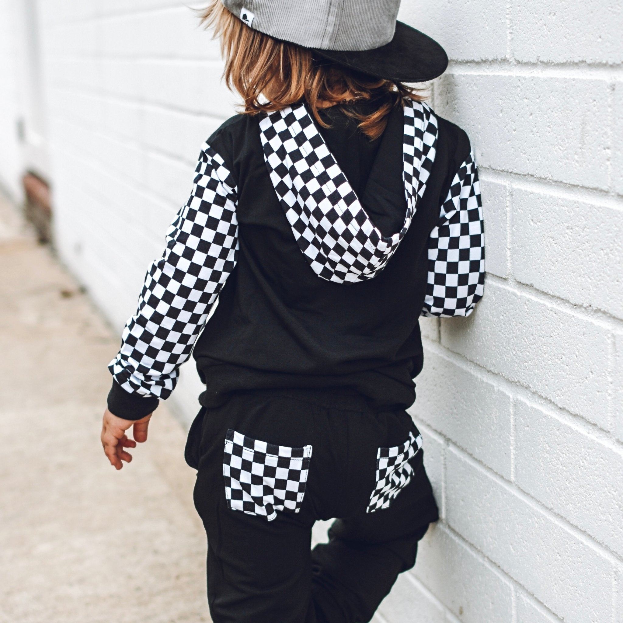 Black Check Hoodie - George Hats