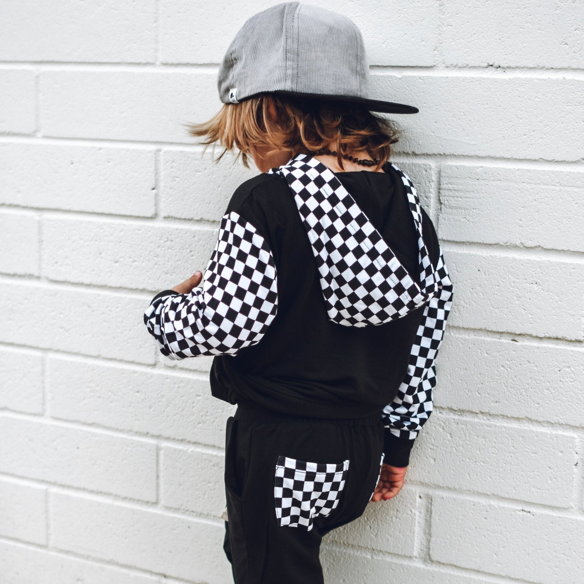 Black Check Hoodie - George Hats