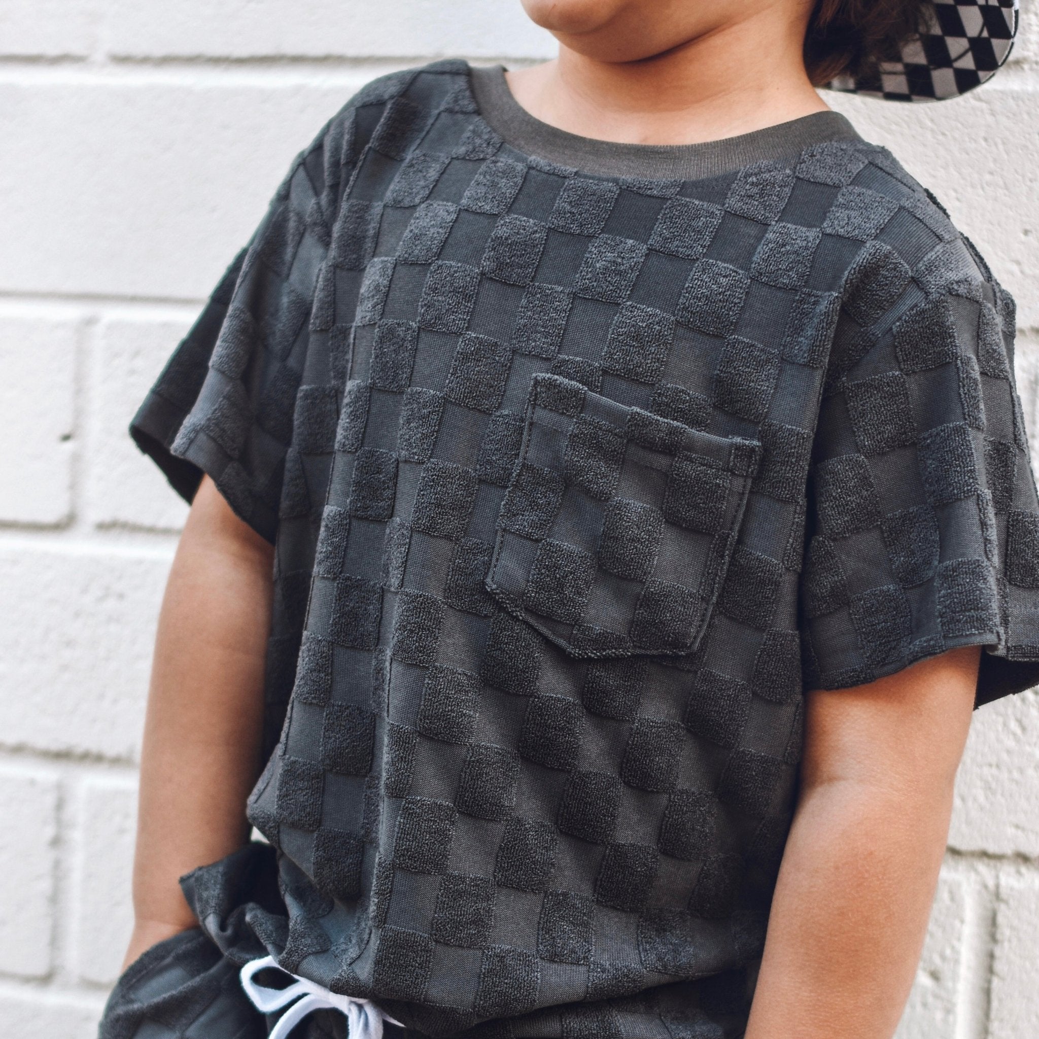 Charcoal Check Terry Pocket Tee - George Hats