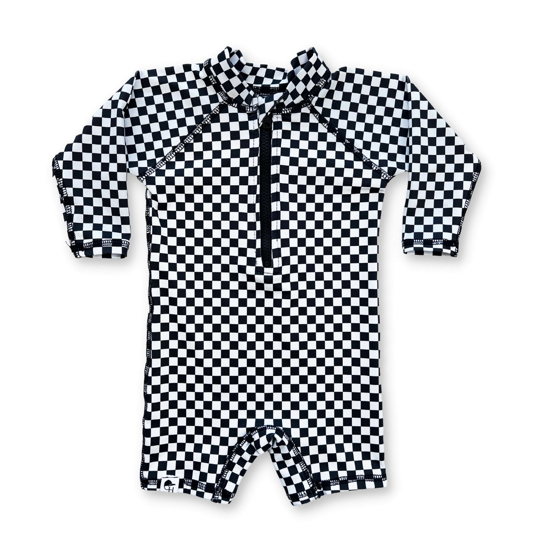 Check Long Sleeve Sunsuit - George Hats