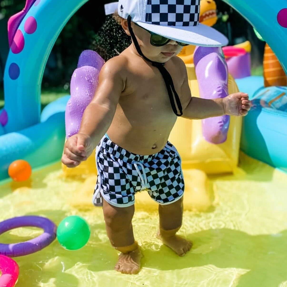 Check Track Swim Shorts - George Hats