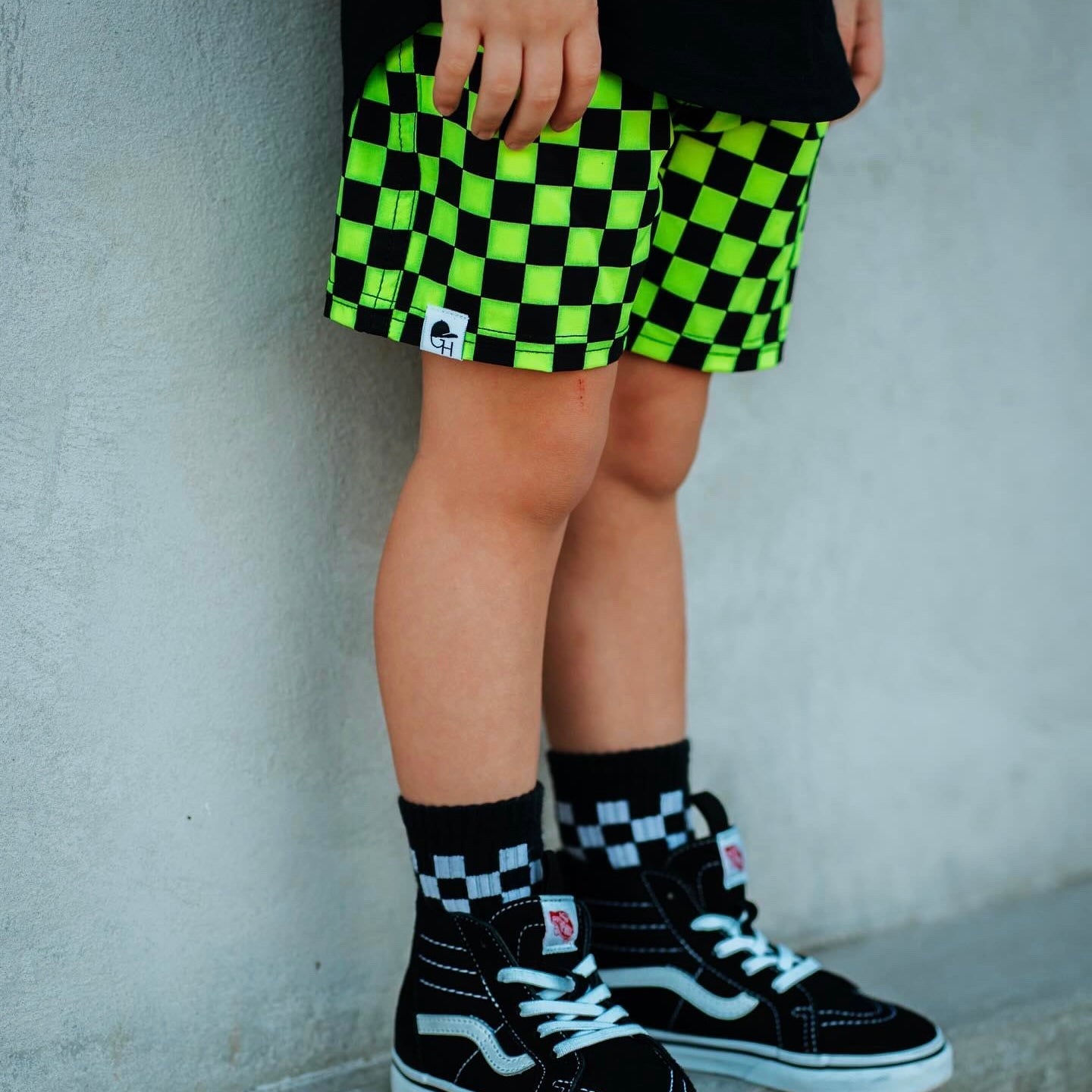 Neon Green Check Hybrid Swim Shorts - George Hats