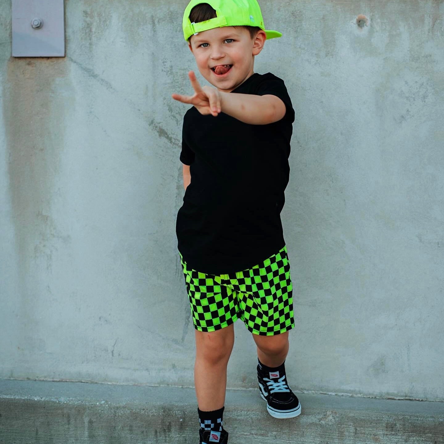 Neon Green Check Hybrid Swim Shorts - George Hats